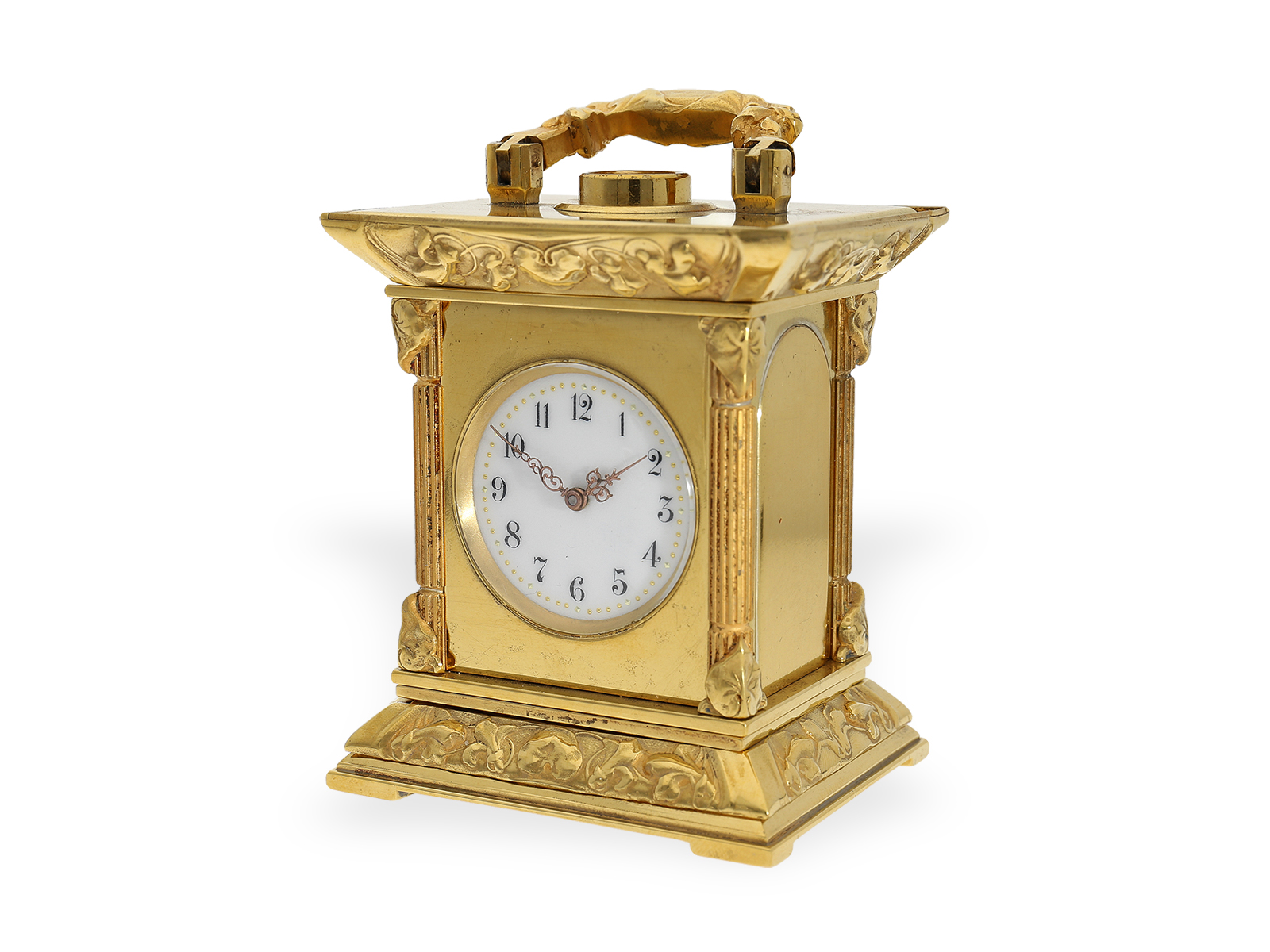 Table clock: rare and very fine Art nouveau miniature travel clock with minute repeater, ca. 1910 - Image 2 of 4