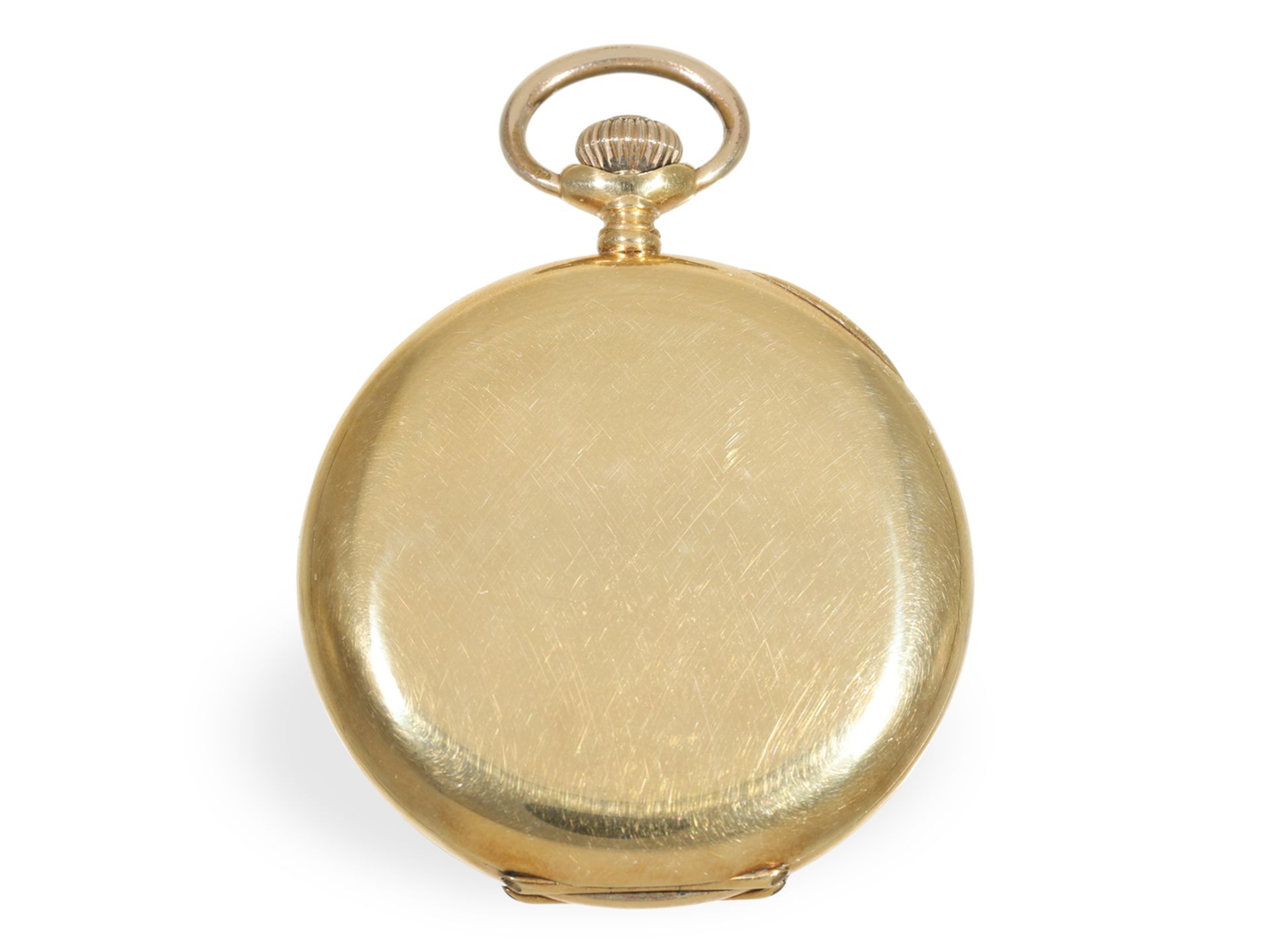 Pocket watch: fine gold hunting case watch with precision movement and gold watch chain, Record Watc - Image 6 of 8