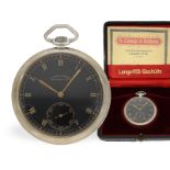 Taschenuhr: rare A. Lange & Söhne Glashütte Frackuhr mit schwarzem Zifferblatt, Originalbox, Origina