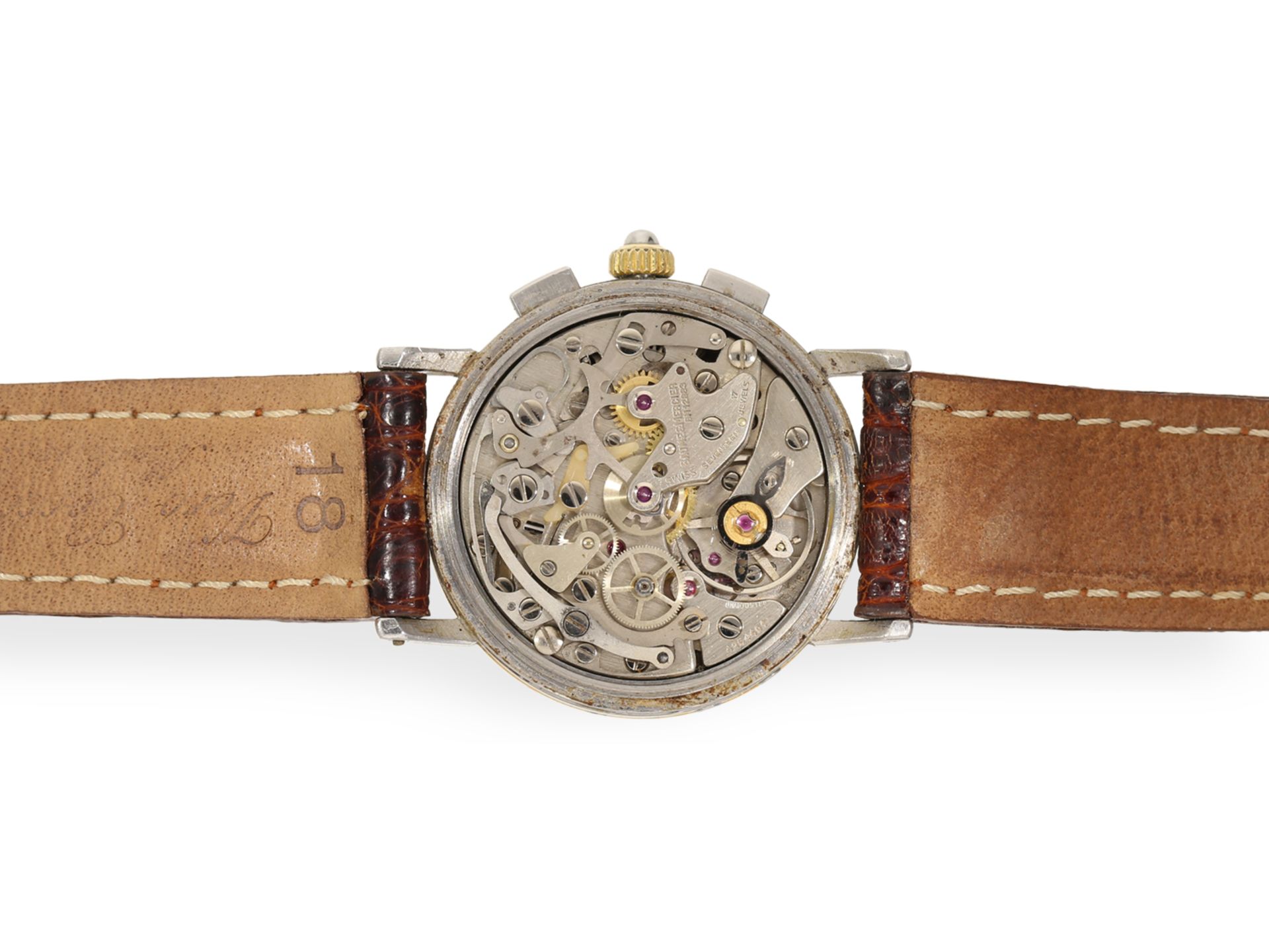 Wristwatch: vintage Baume Mercier Geneve, chronograph with moon phase, original box - Image 5 of 6