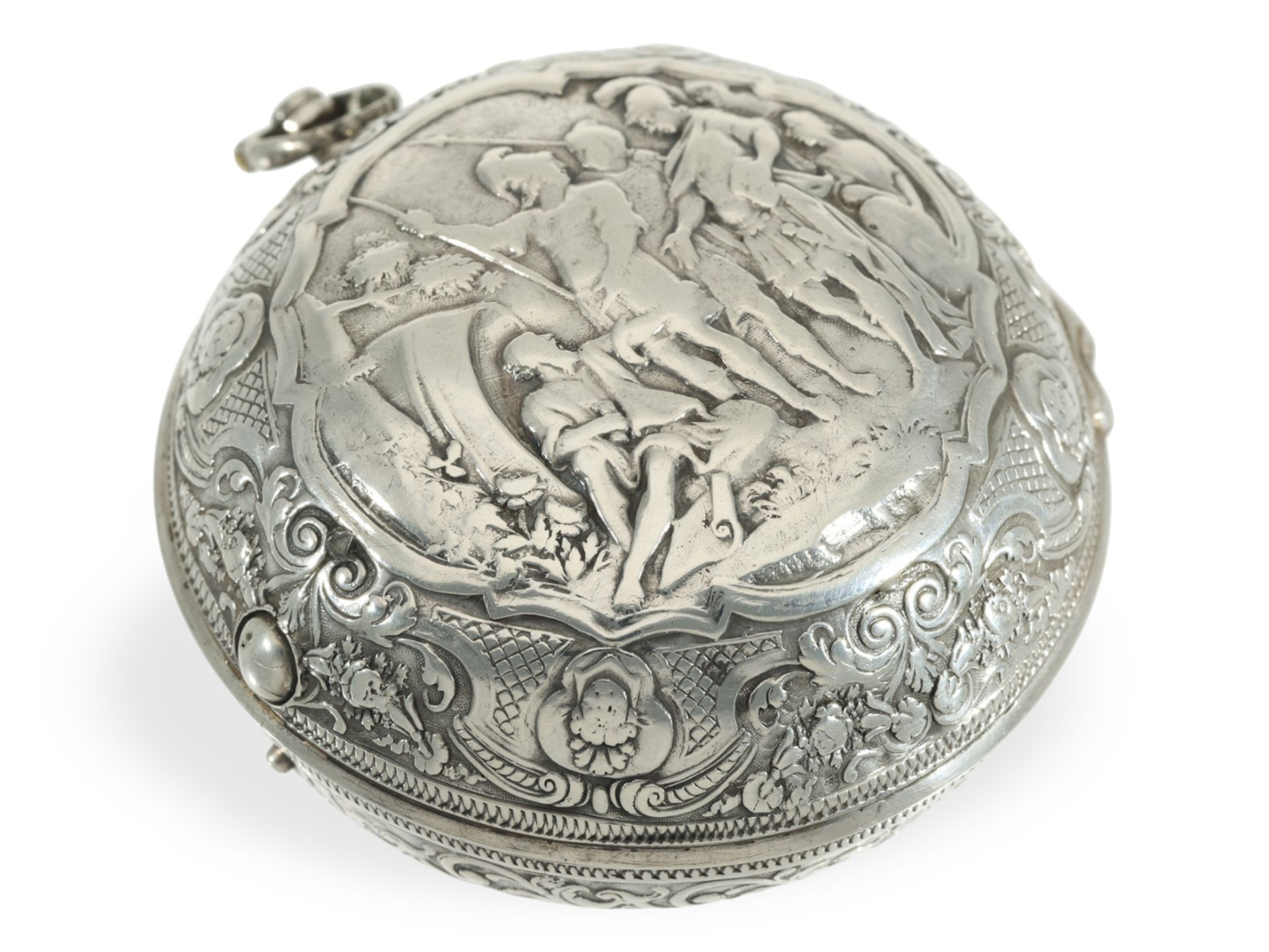 Taschenuhr: seltene, frühe Amsterdamer Repoussé Spindeluhr, Gerret Bra(e)mer Amsterdam, ca. 1720 - Bild 5 aus 10