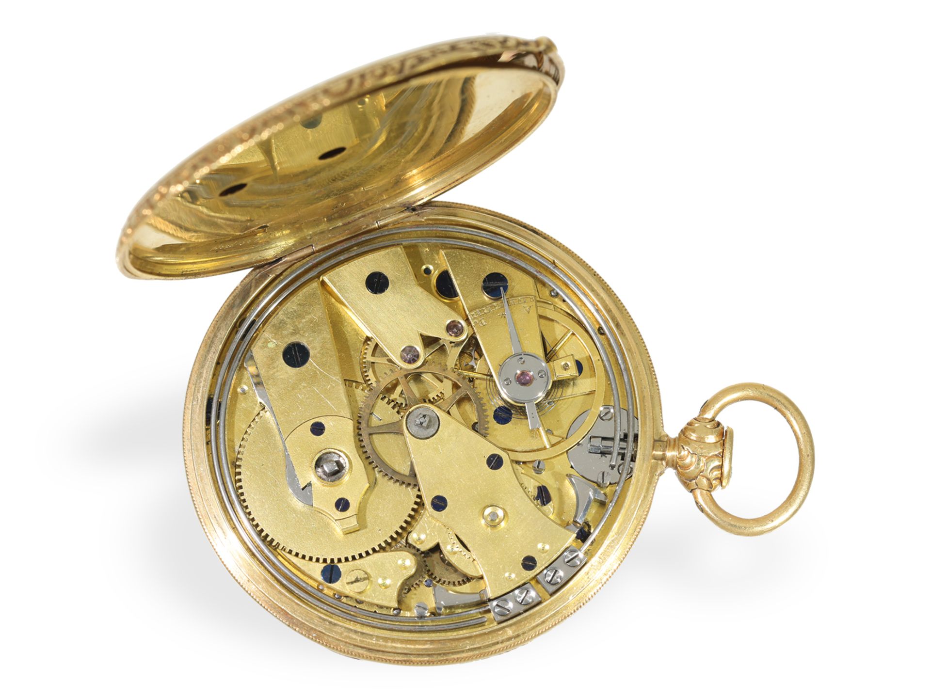 Taschenuhr: prächtige Lepine mit Repetition und goldenem Ratschenschlüssel, ca. 1830 - Bild 5 aus 5