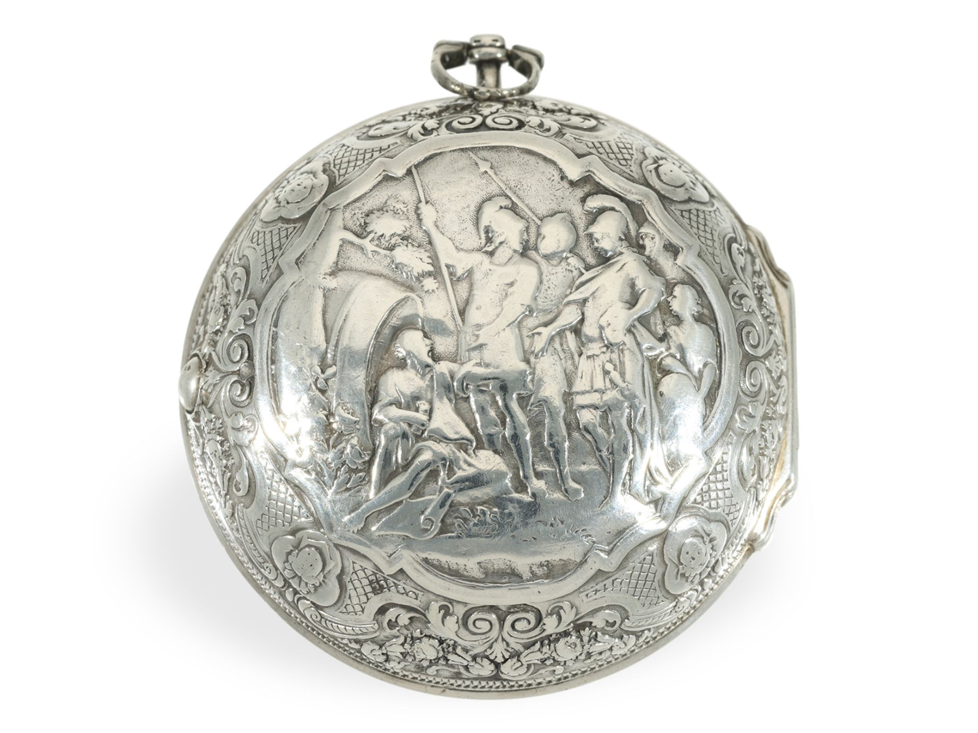 Taschenuhr: seltene, frühe Amsterdamer Repoussé Spindeluhr, Gerret Bra(e)mer Amsterdam, ca. 1720 - Bild 2 aus 10