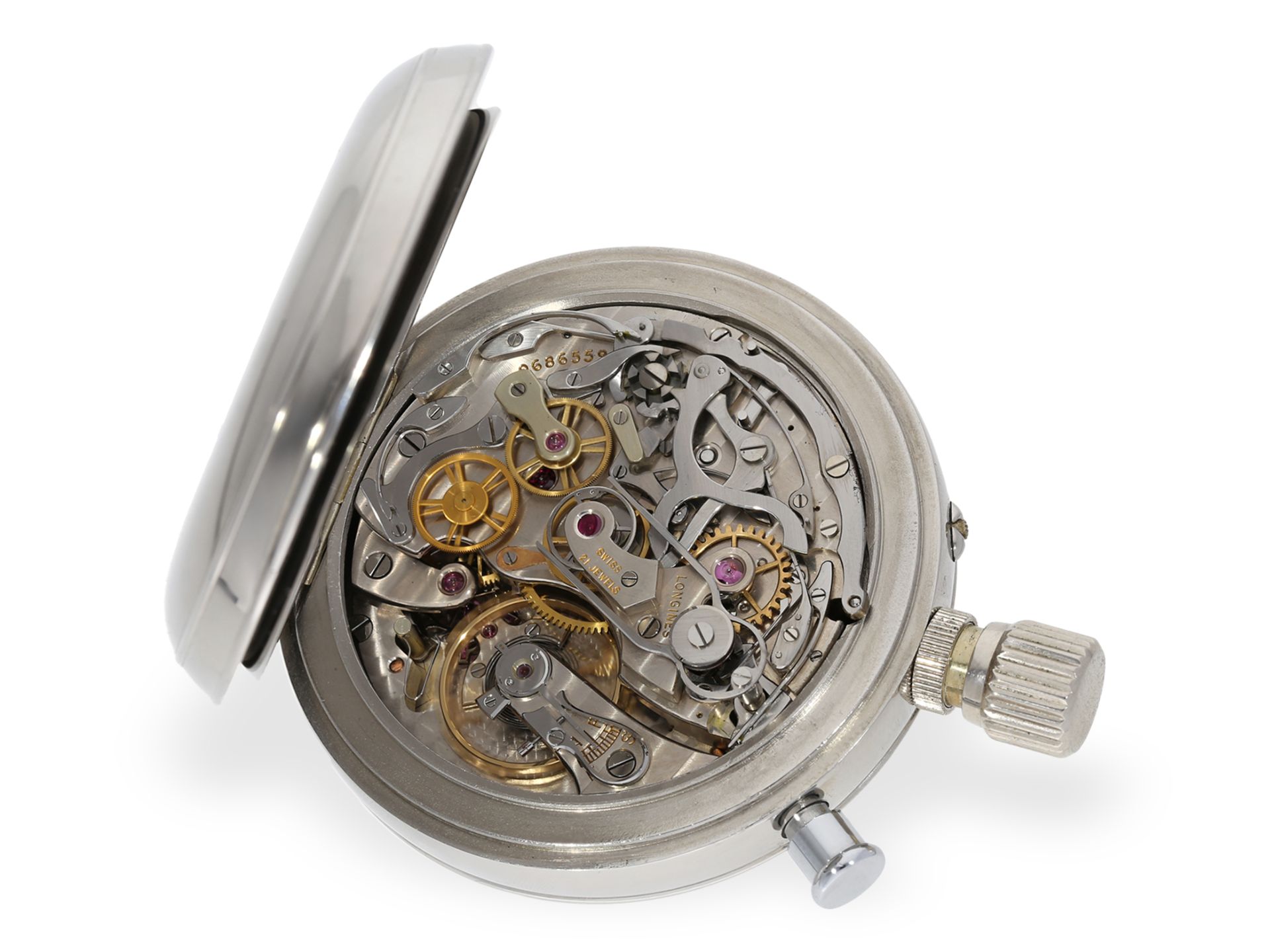 Pocket watch: nearly like new Longines split-seconds chronograph reference 4507, ca. 1953 - Image 2 of 5