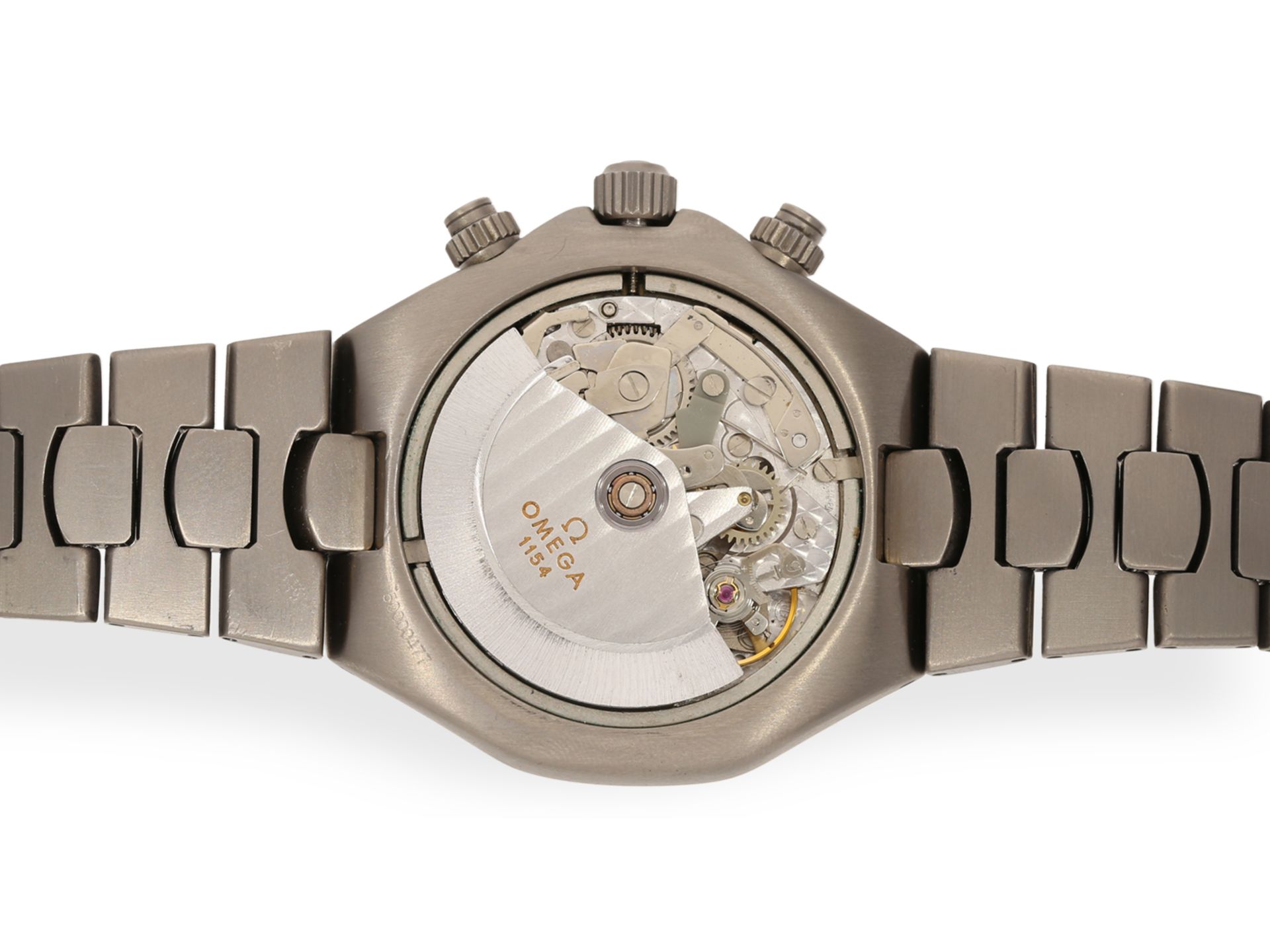 Armbanduhr: seltener Omega Seamaster Polaris Chronograph "Titane" Ref.3780885, 90er Jahre - Bild 6 aus 7