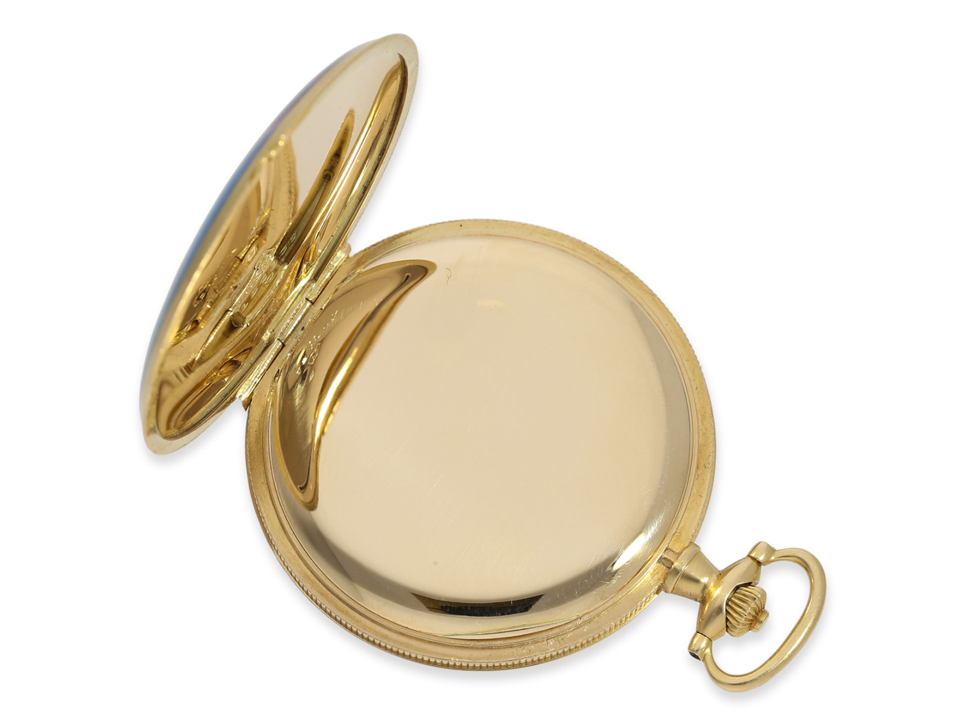 Pocket watch: extremely rare gold/enamel hunting case watch for the Indian market with representatio - Image 6 of 8