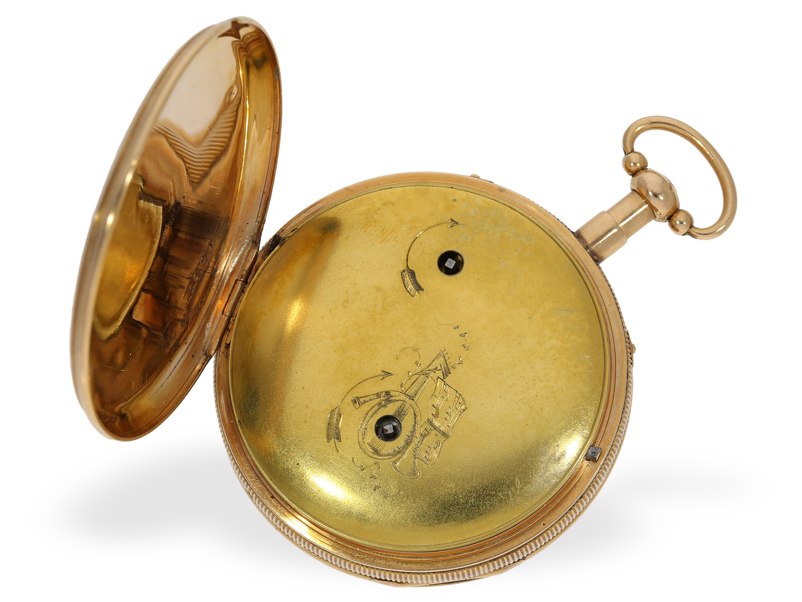 Pocket watch: 18K gold cylinder watch with repeater and musical movement, ca. 1820 - Image 3 of 5