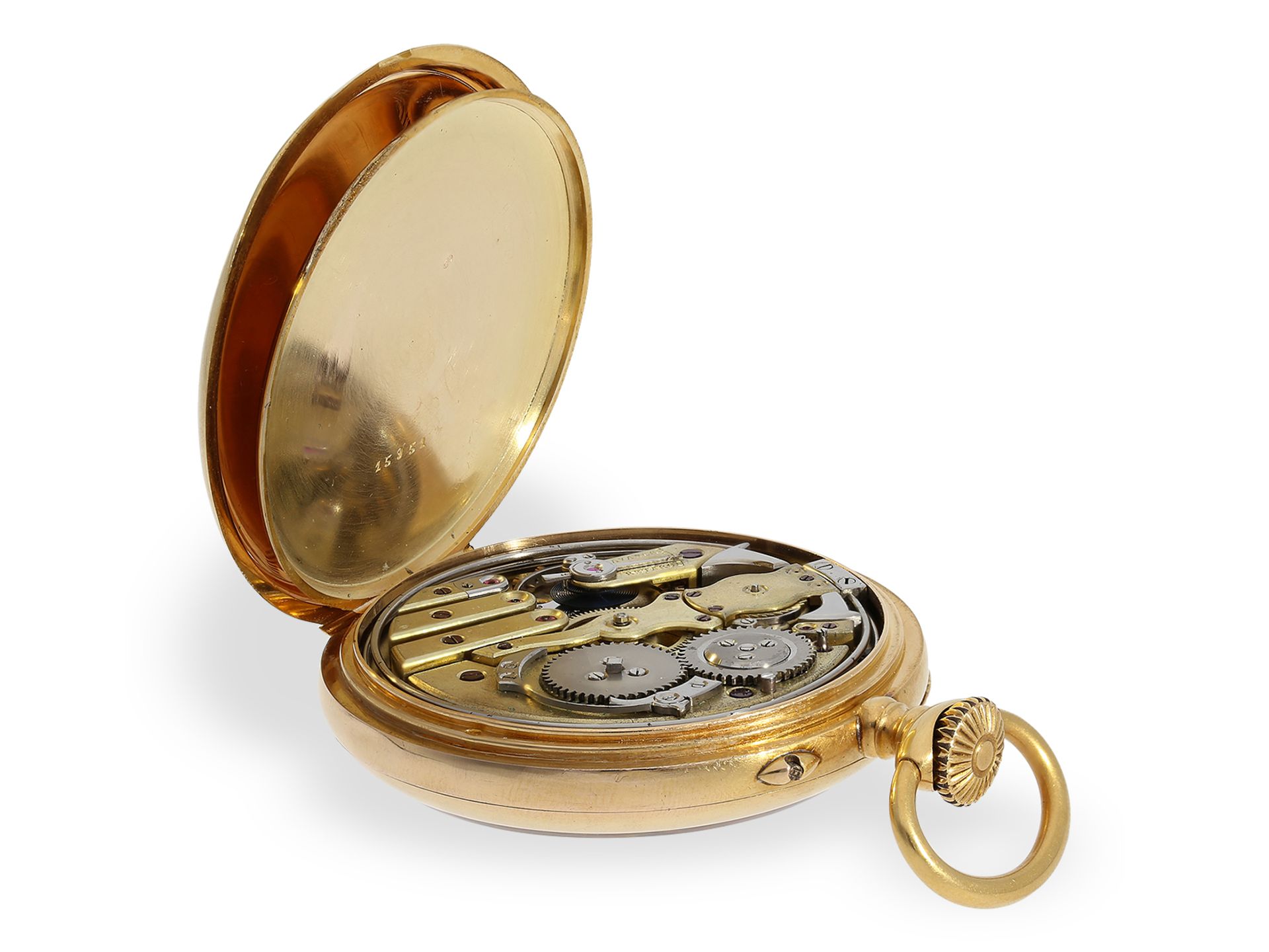 Fine 18K precision pocket watch with quarter repeater, probably Le Coultre, ca. 1900 - Image 3 of 5