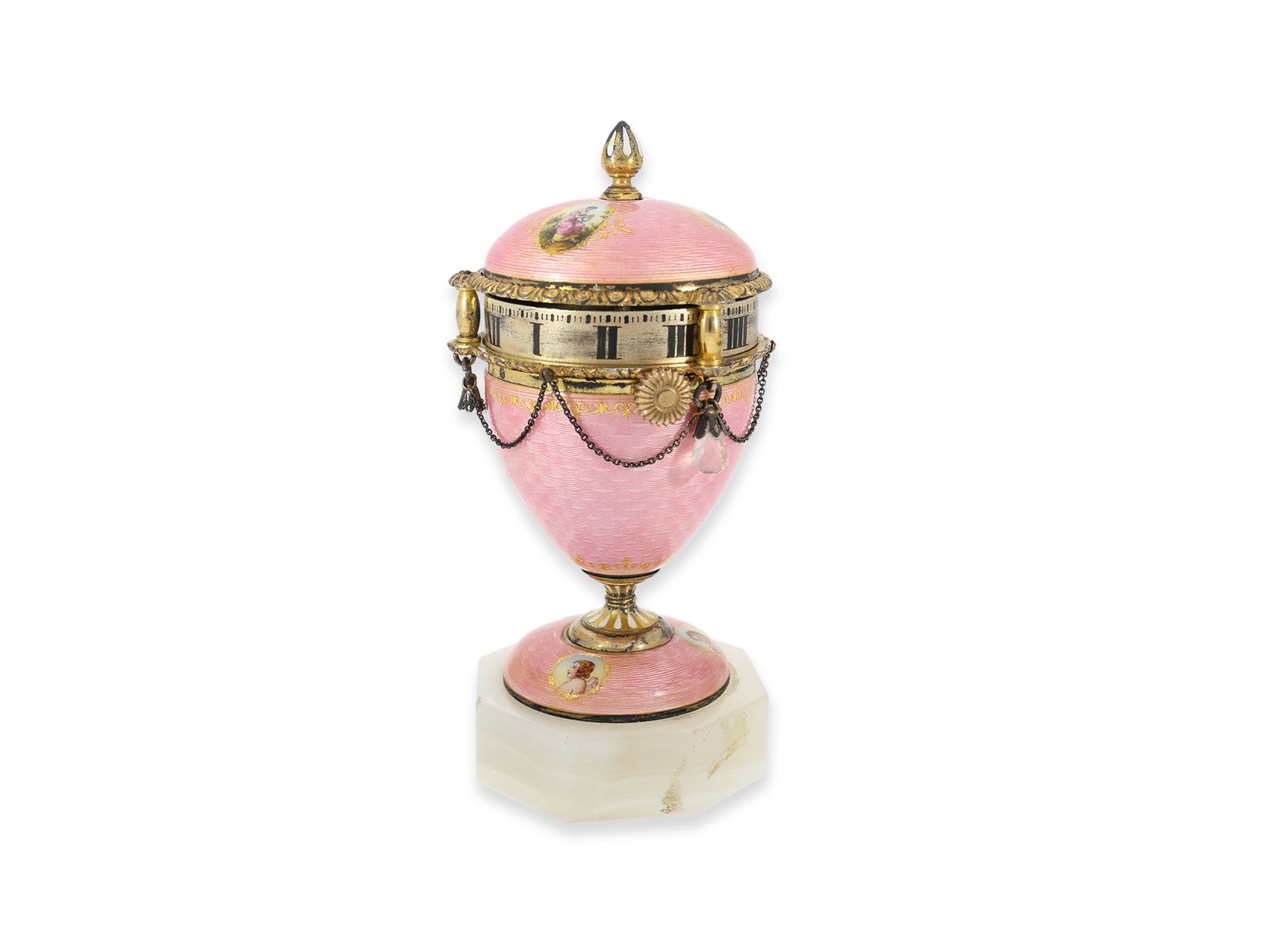 Table clock: rarity, Viennese enamel clock "Cercle Tournant", around 1920 - Image 8 of 8