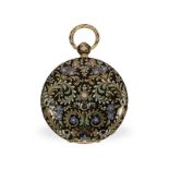 Pocket watch: excellently preserved gold/enamel lepine with decentral dial, ca. 1820