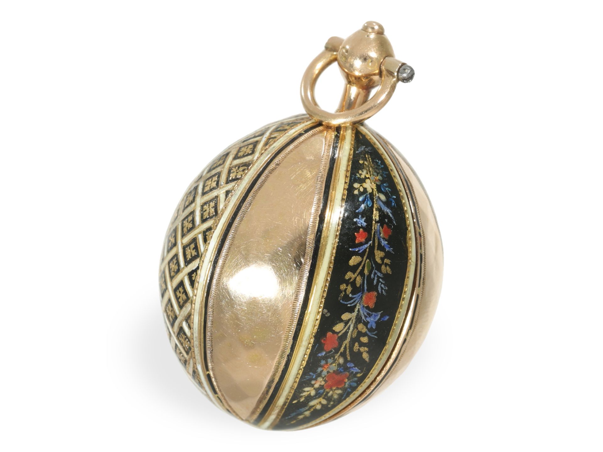 Form watch/pendant watch: rare gold/enamel form watch "Melon", Geneva around 1800