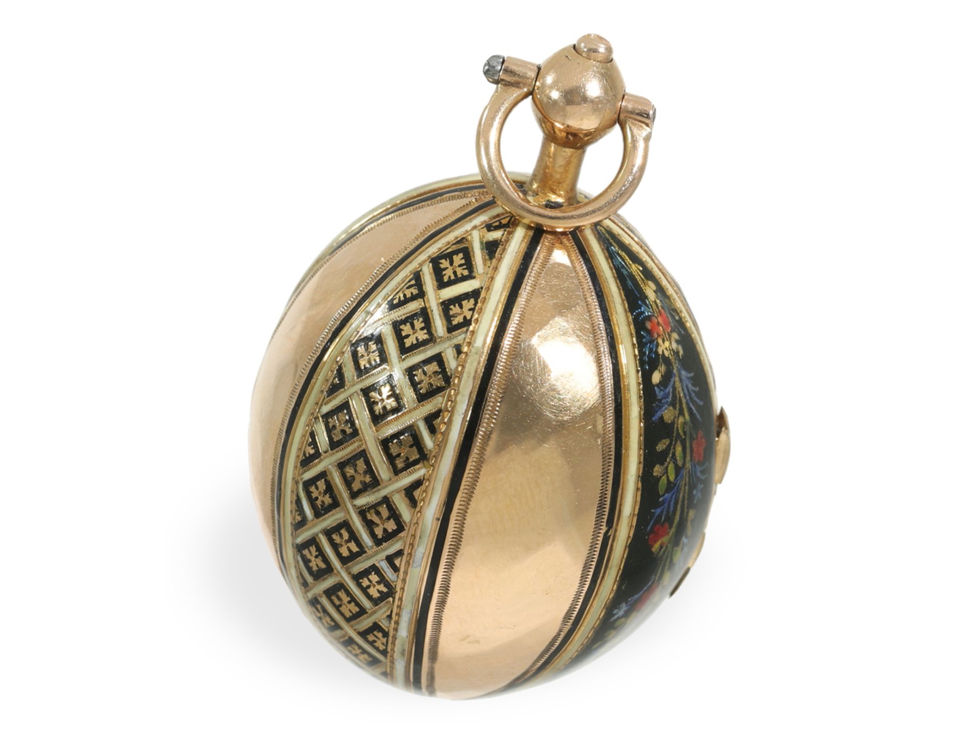 Form watch/pendant watch: rare gold/enamel form watch "Melon", Geneva around 1800 - Image 3 of 6