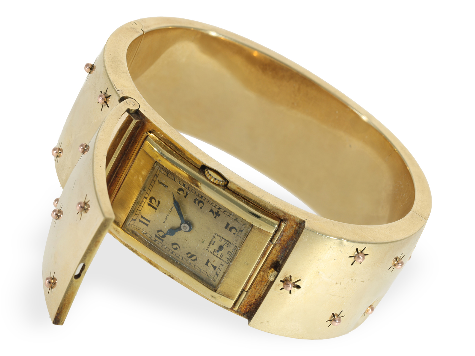 Wristwatch: unique piece, bangle with concealed watch, chronometer maker Bröcking in Hamburg, 1930s