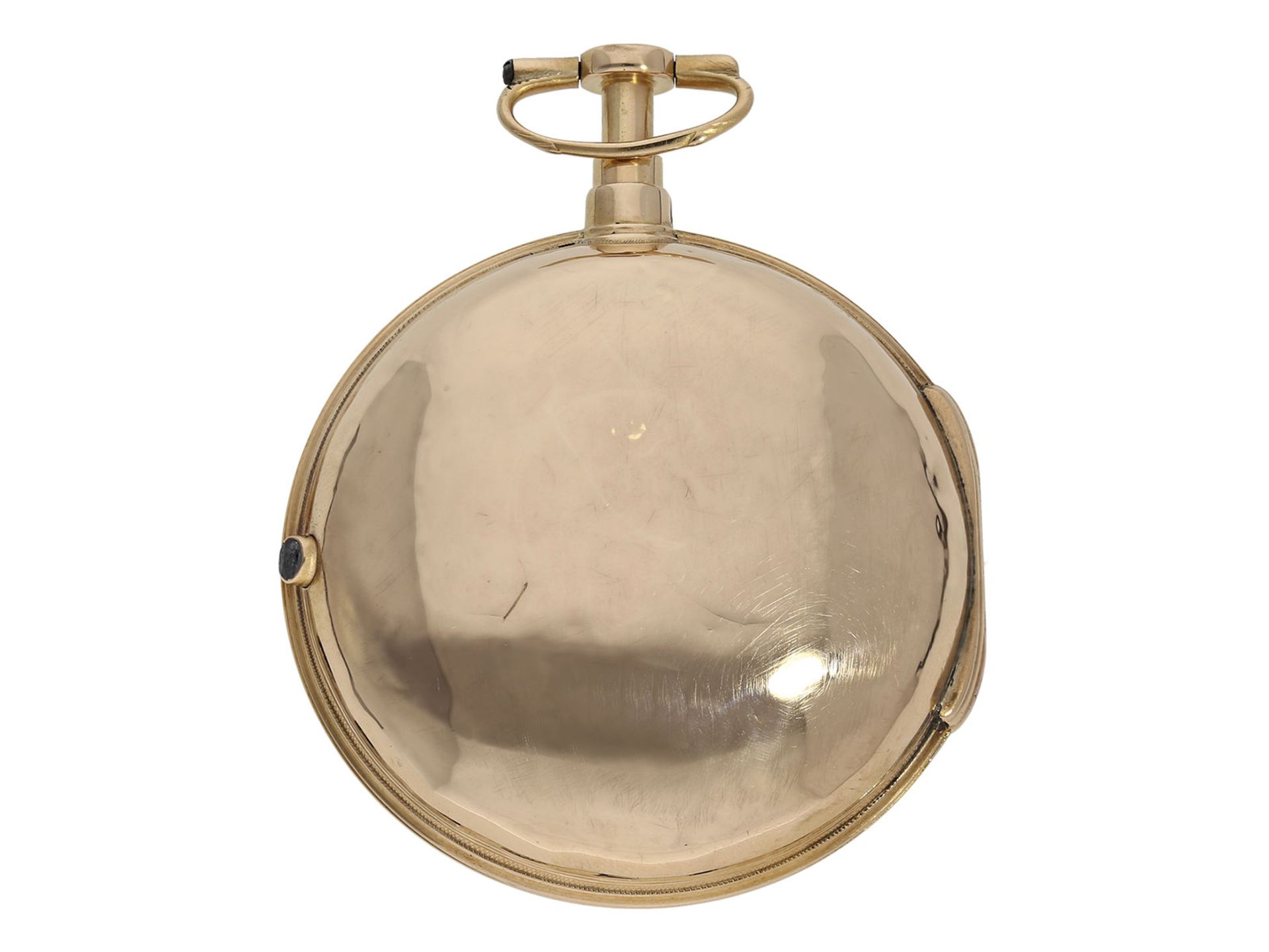 Pocket watch: heavy gold pair case verge watch repeater on bell, Freres Bordier a Geneve No.60999, G - Image 4 of 4