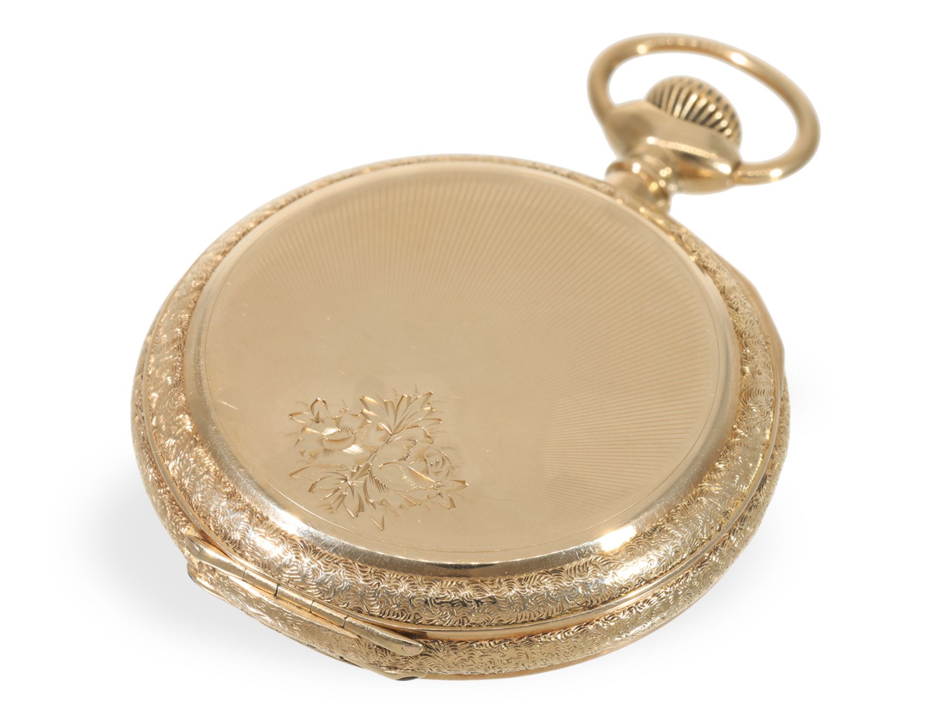 Pocket watch: heavy pink gold hunting case watch with splendour case, Elgin USA around 1900 - Image 7 of 7