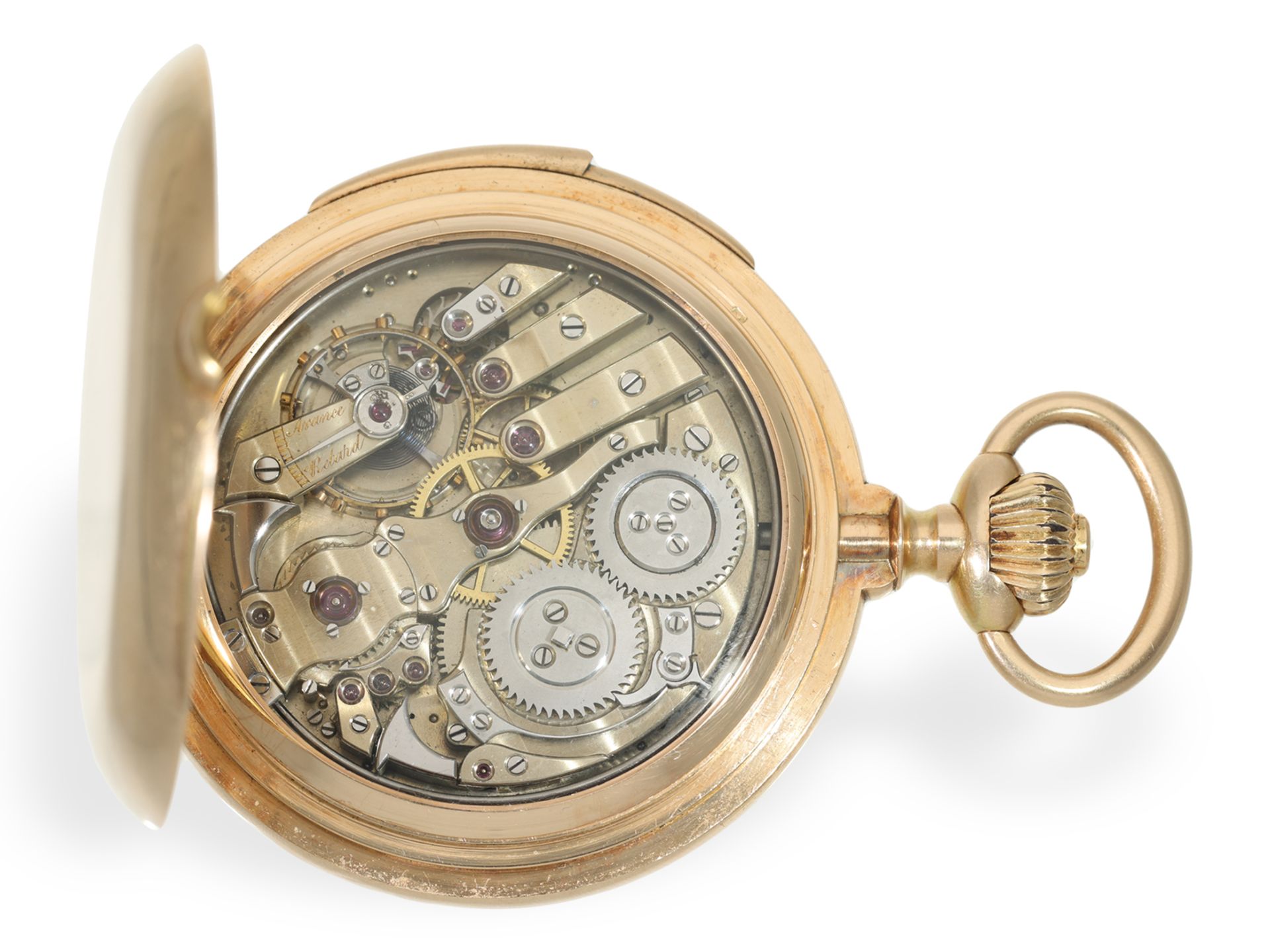 Taschenuhr: große Goldsavonnette mit Minutenrepetition, Le Coultre um 1900, Spitzenqualität - Bild 2 aus 6