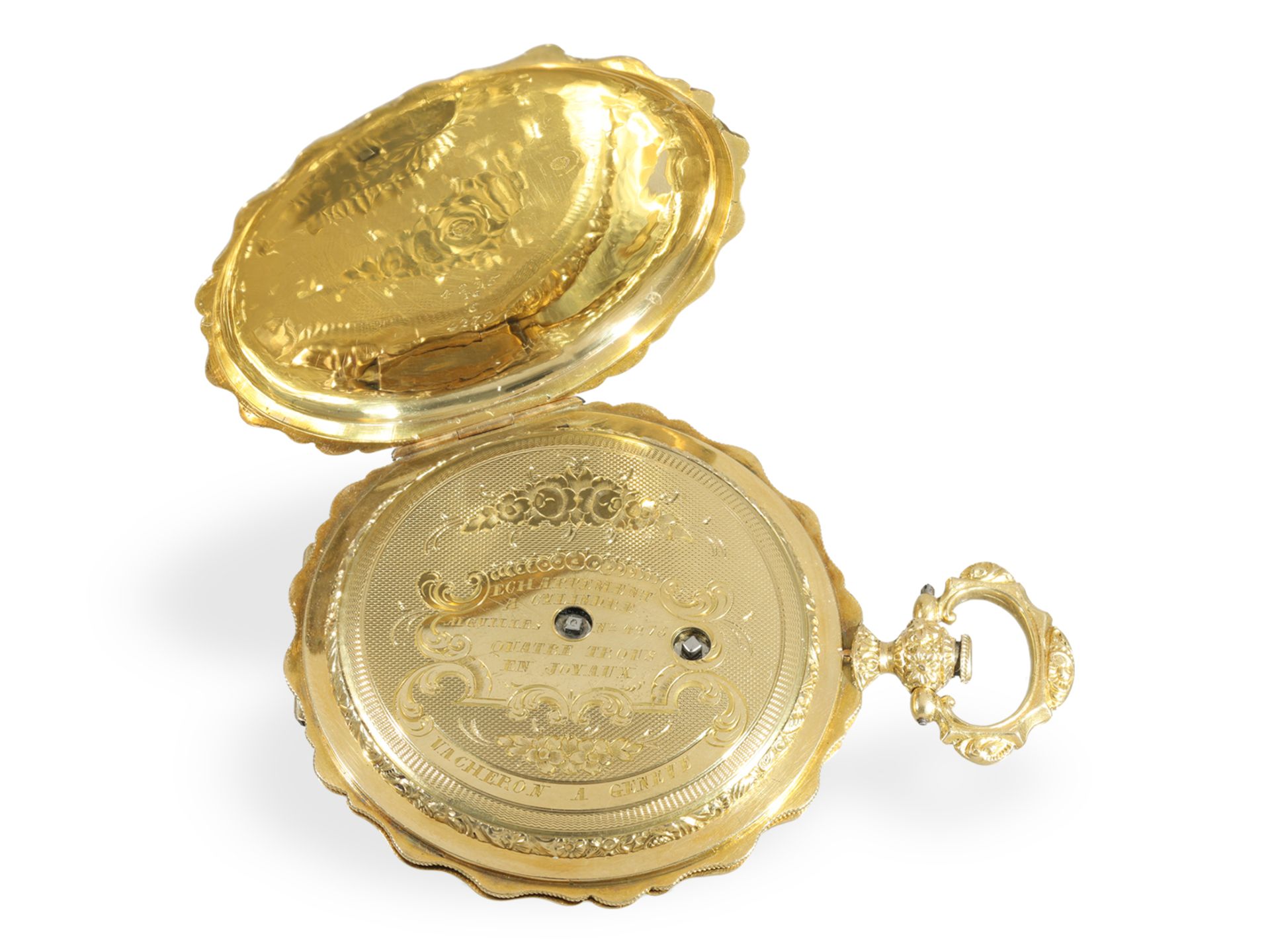 Taschenuhr: äußerst prächtige, frühe Goldsavonnette um 1830, Vacheron Geneve - Bild 7 aus 7