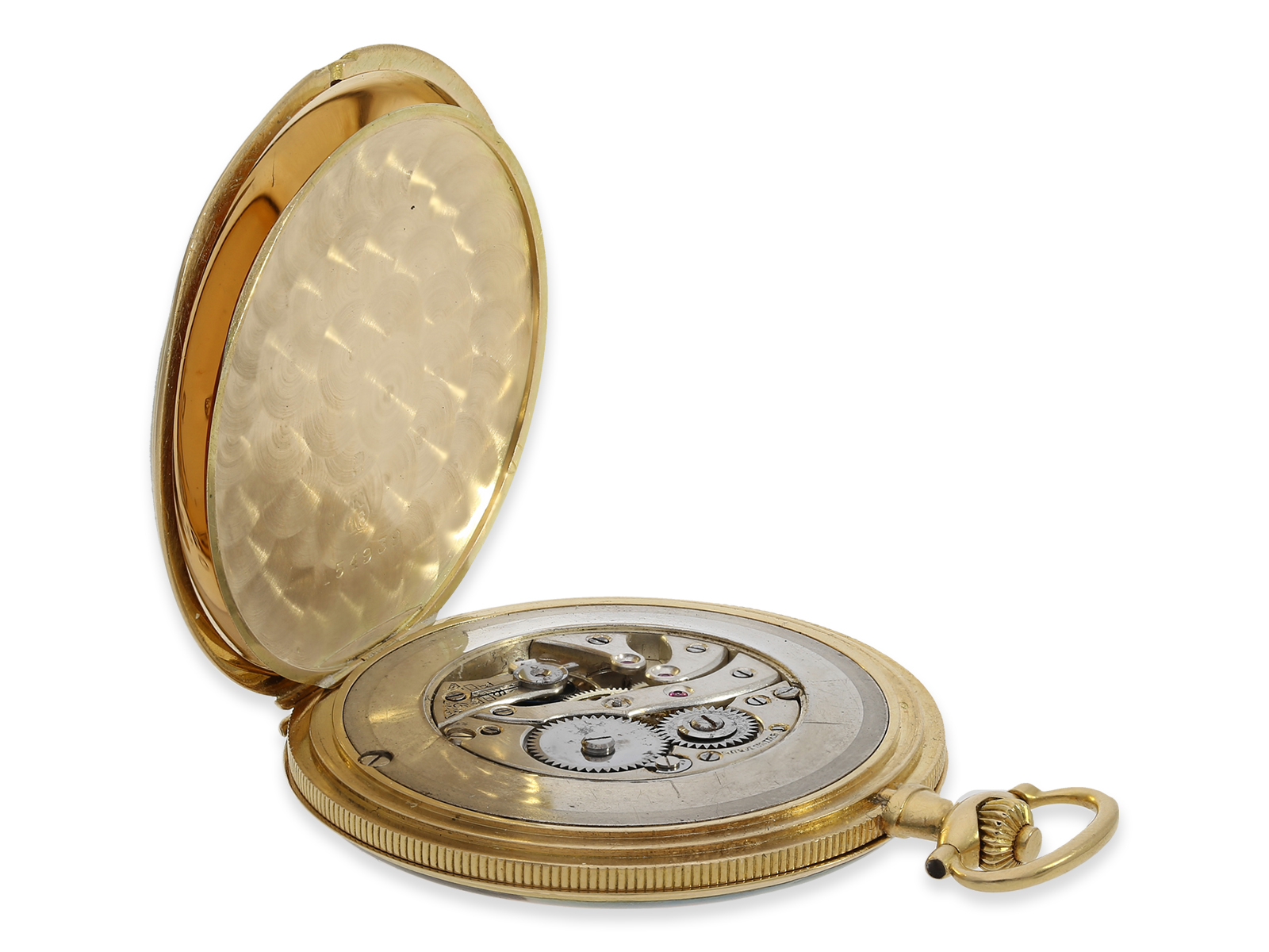 Pocket watch: extremely rare gold/enamel hunting case watch for the Indian market with representatio - Image 5 of 8