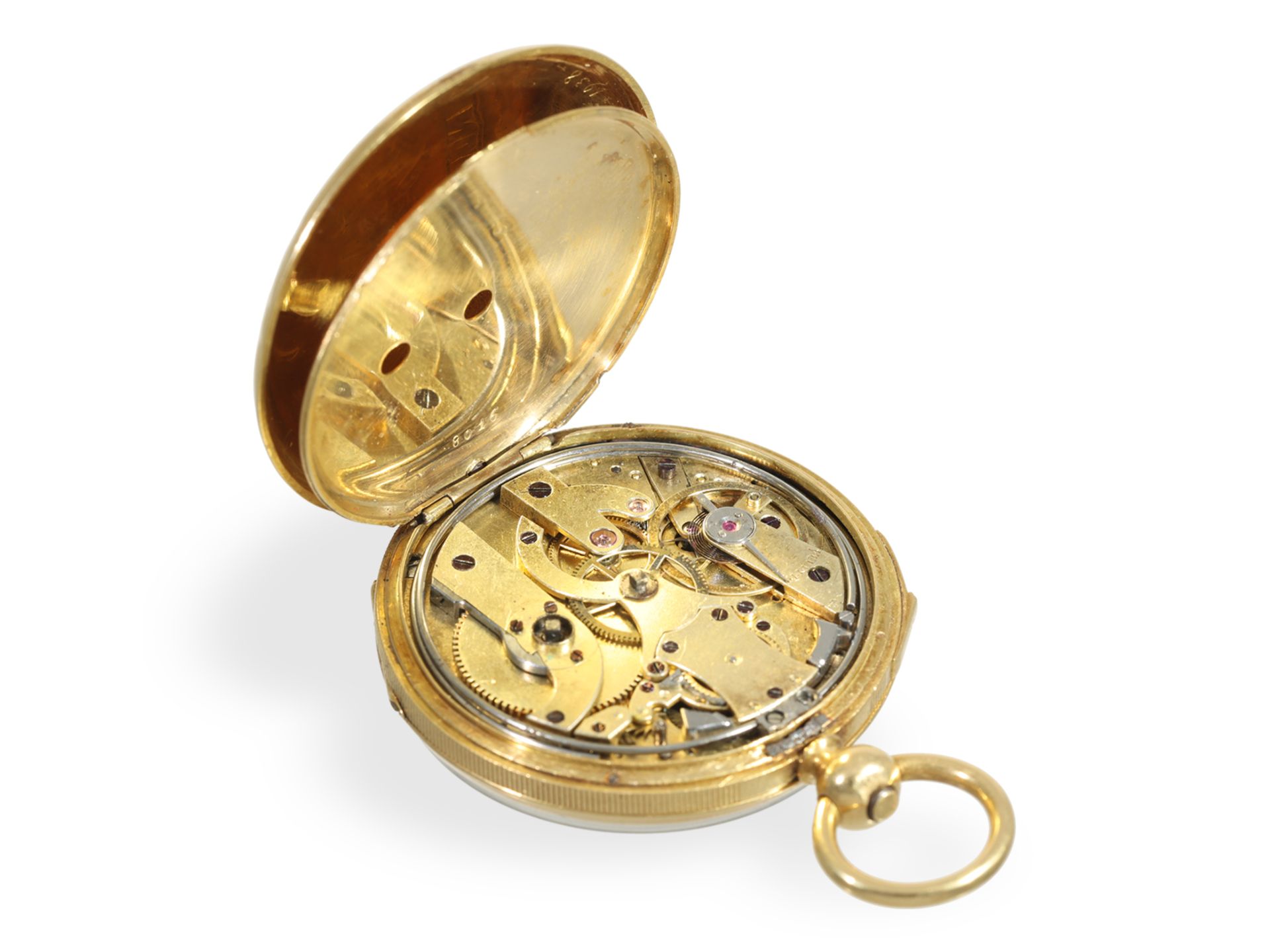 Taschenuhr: sehr seltene Damentaschenuhr mit Repetition, Jeannot Droz a Besancon ca. 1850 - Bild 5 aus 7