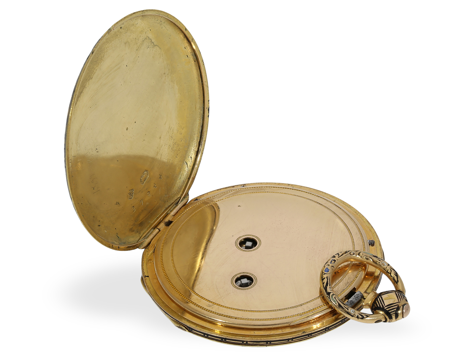 Pocket watch: excellently preserved gold/enamel lepine with decentral dial, ca. 1820 - Image 3 of 4