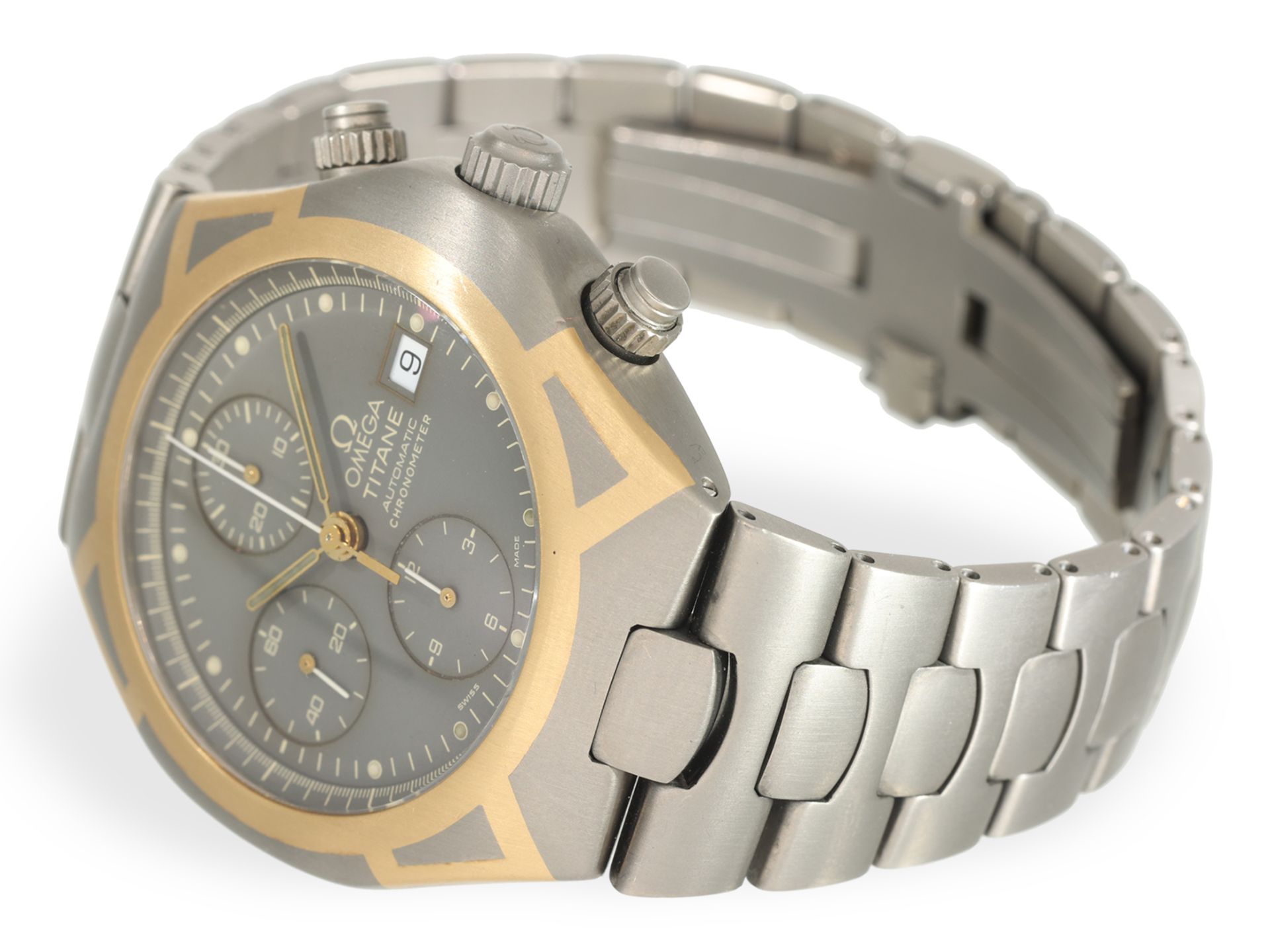 Armbanduhr: seltener Omega Seamaster Polaris Chronograph "Titane" Ref.3780885, 90er Jahre - Bild 2 aus 7