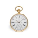 Pocket watch: important Le Roy chronometer with chronograph and central counter, No.57137-3601, ca.