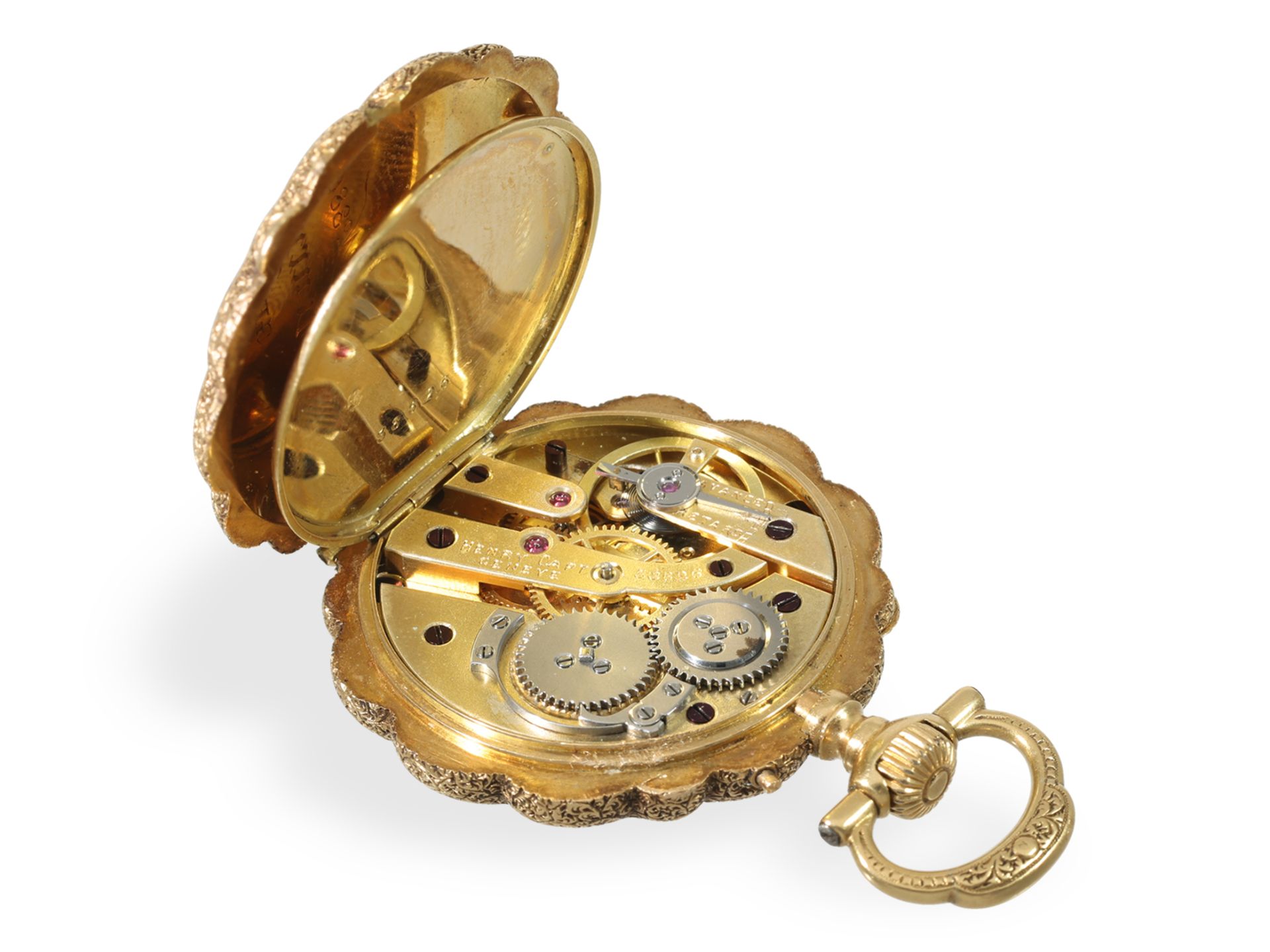 Taschenuhr: exquisite Gold/Emaille Damenuhr für den indischen Markt, Henry Capt Geneve um 1880 - Bild 5 aus 6