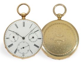 Taschenuhr: Frühe goldene Ankeruhr mit Kalender und Sekunde, Robert Geneve, ca. 1850