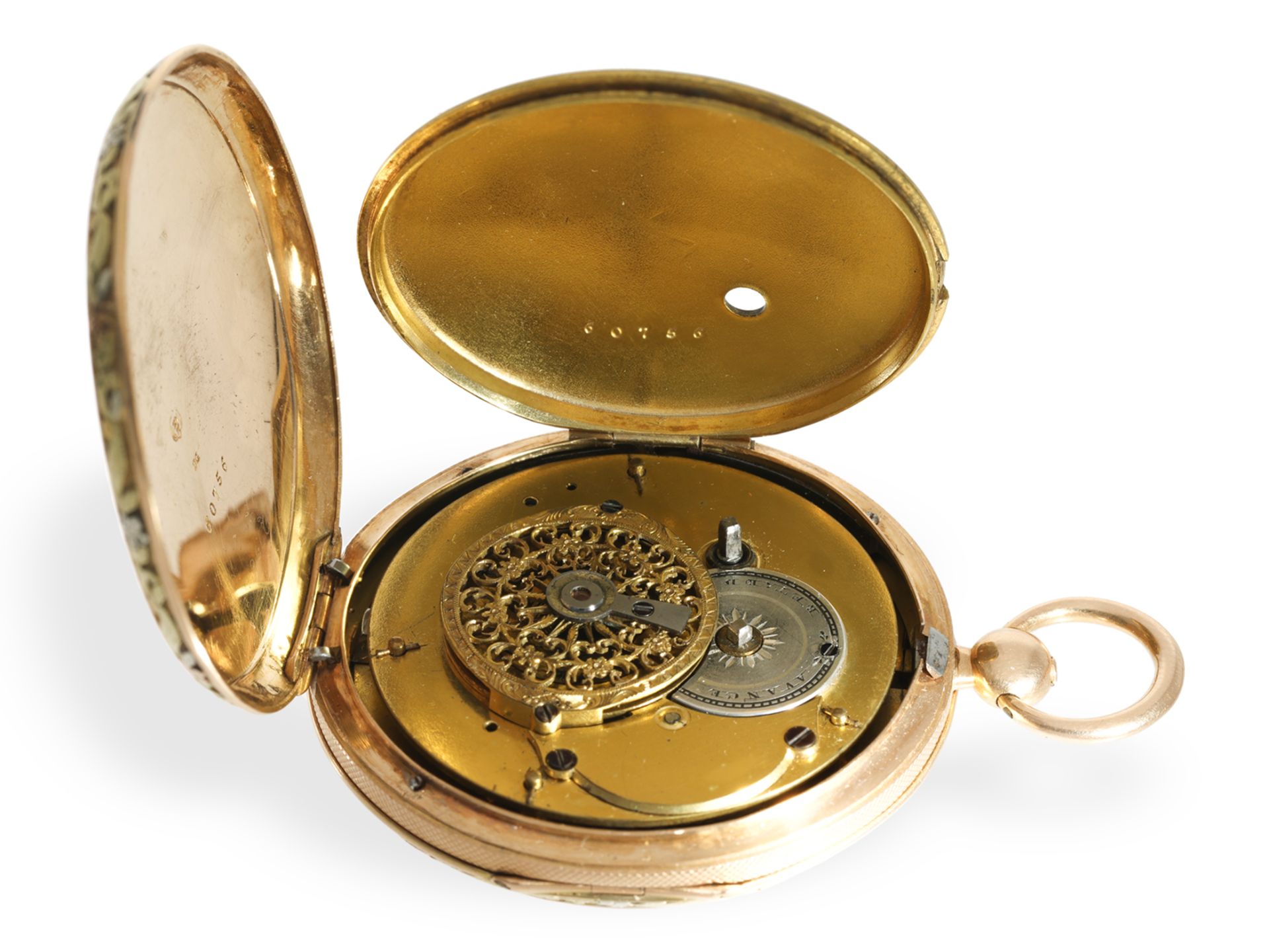 Pocket watch: exceptionally large, very fine verge watch with 4-colour gold case, ca. 1820 - Image 6 of 7