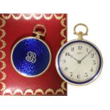 Pocket watch: extremely rare Cartier "Couteau Ultra Thin" gold/enamel dress watch, aristocratic prop