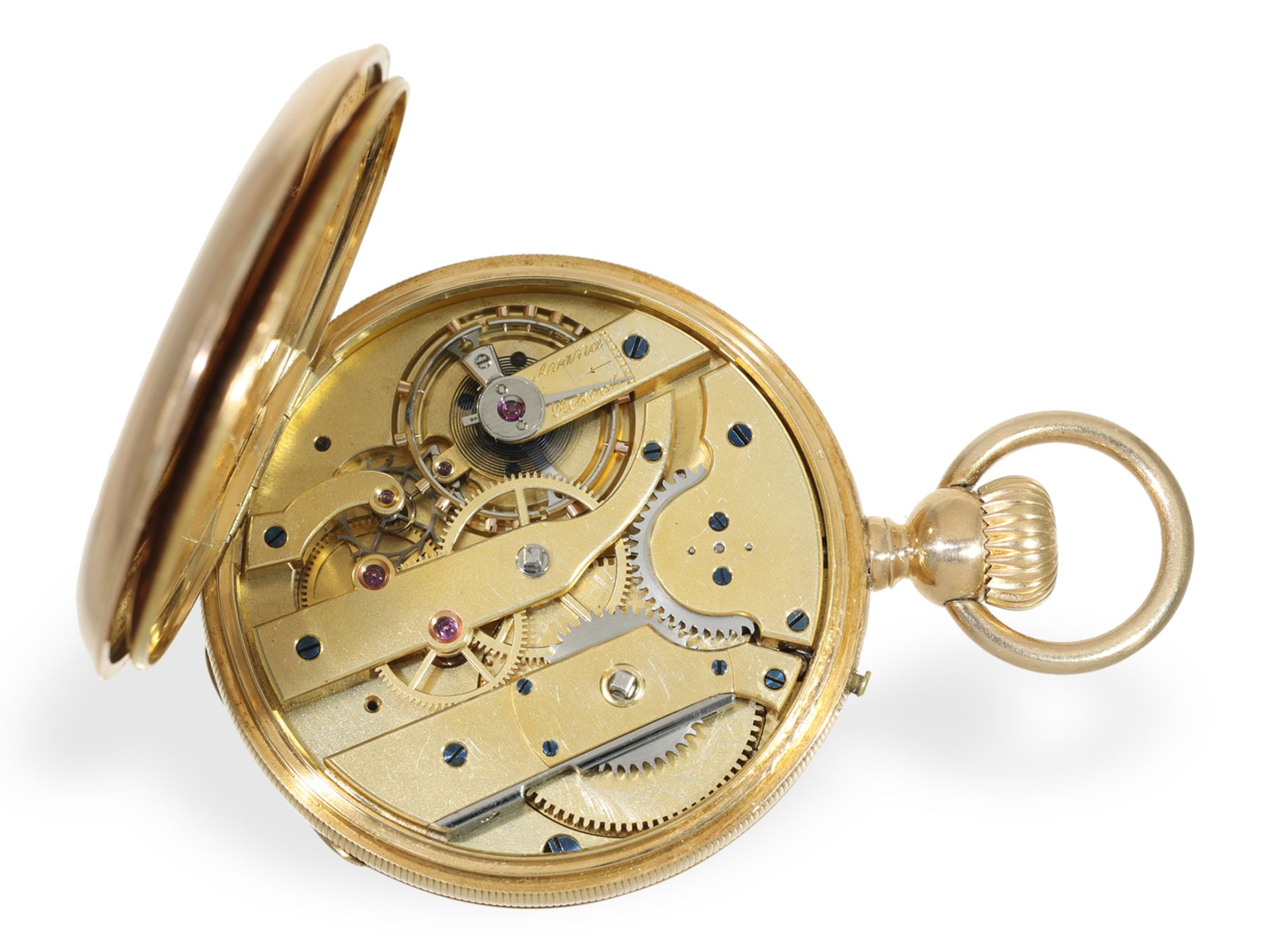 Taschenuhr: frühe Präzisionstaschenuhr mit Kronenaufzug, verm. Le Coultre um 1865 - Bild 3 aus 5