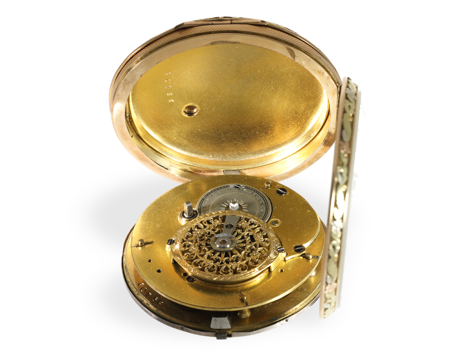 Pocket watch: exceptionally large, very fine verge watch with 4-colour gold case, ca. 1820 - Image 7 of 7