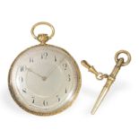 Pocket watch: magnificent lepine with repeater and gold ratchet key, ca. 1830