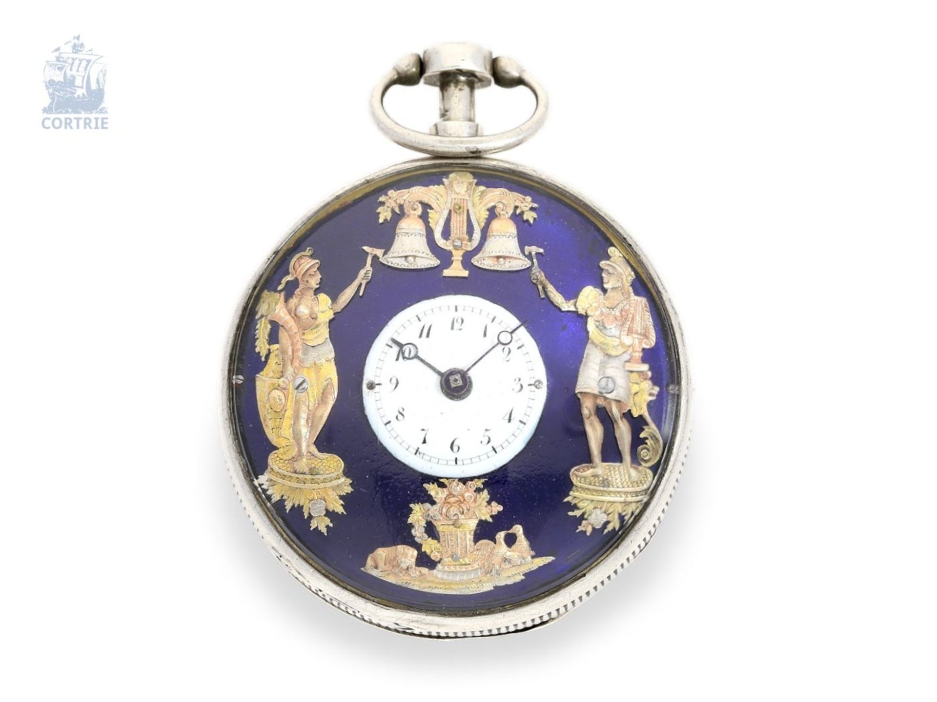 Pocket watch: verge watch with early Jacquemart figure automaton, Esquivillon et Deschoudens a Genèv - Image 6 of 7