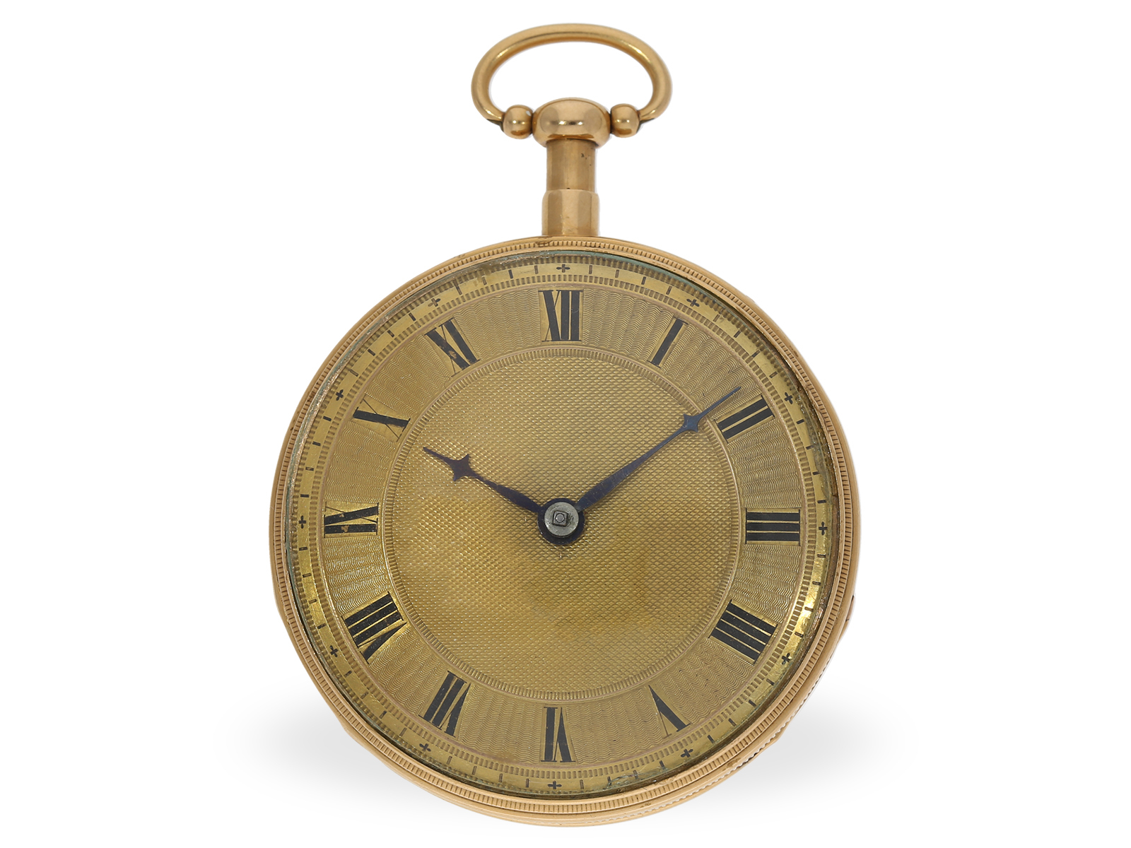 Pocket watch: 18K gold cylinder watch with repeater and musical movement, ca. 1820
