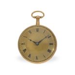 Pocket watch: 18K gold cylinder watch with repeater and musical movement, ca. 1820