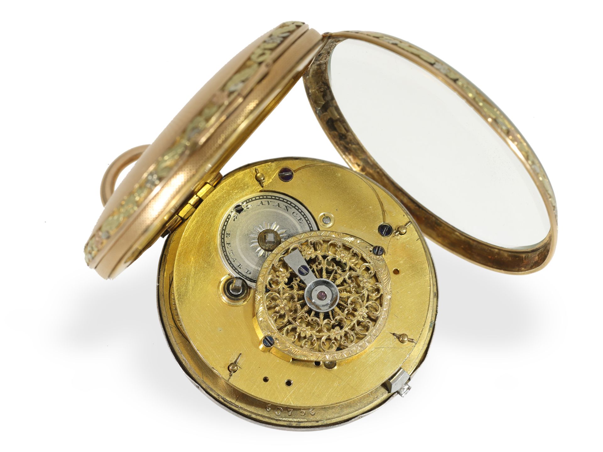 Pocket watch: exceptionally large, very fine verge watch with 4-colour gold case, ca. 1820 - Image 3 of 7