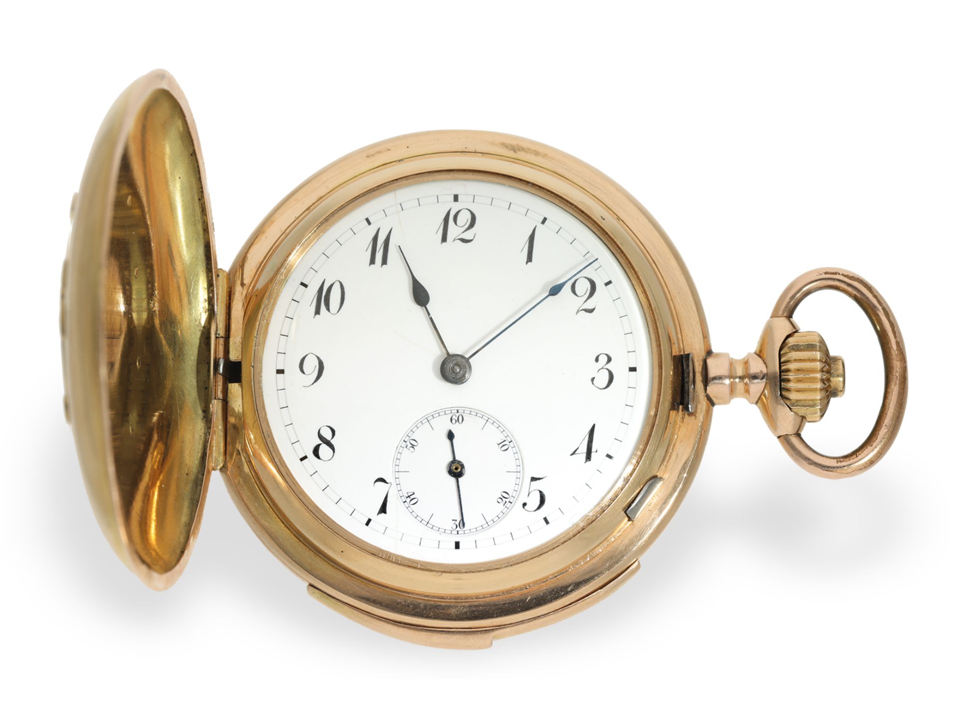 Pocket watch: heavy gold hunting case watch with minute repeater and erotic automaton, ca. 1900 - Image 2 of 6
