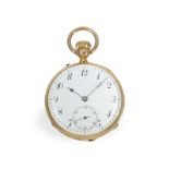 Pocket watch: early precision keyless pocket watch, probably Le Coultre, ca. 1865