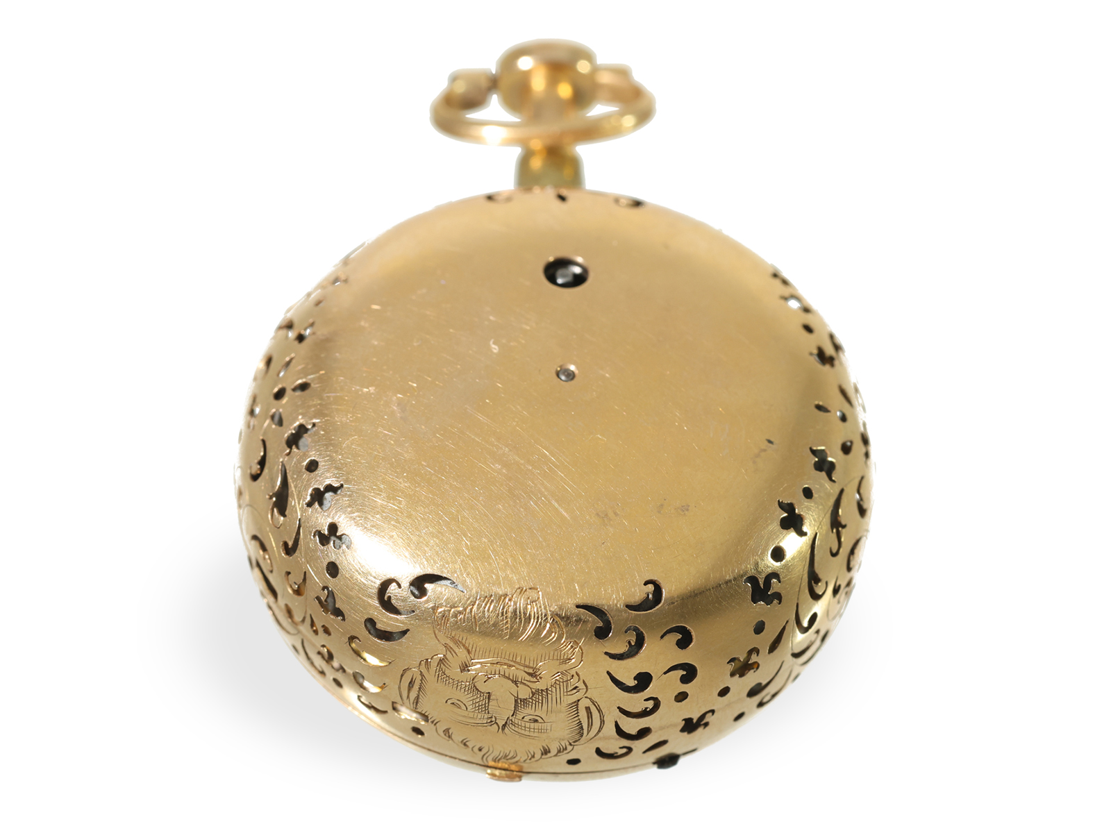 Pocket watch: extremely rare rococo 4-colour gold verge watch with painting and strike on bell, ca.  - Image 5 of 7