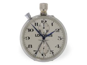 Taschenuhr: nahezu neuwertiger Longines Schleppzeiger-Chronograph Referenz 4507, ca. 1953