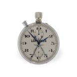 Pocket watch: nearly like new Longines split-seconds chronograph reference 4507, ca. 1953