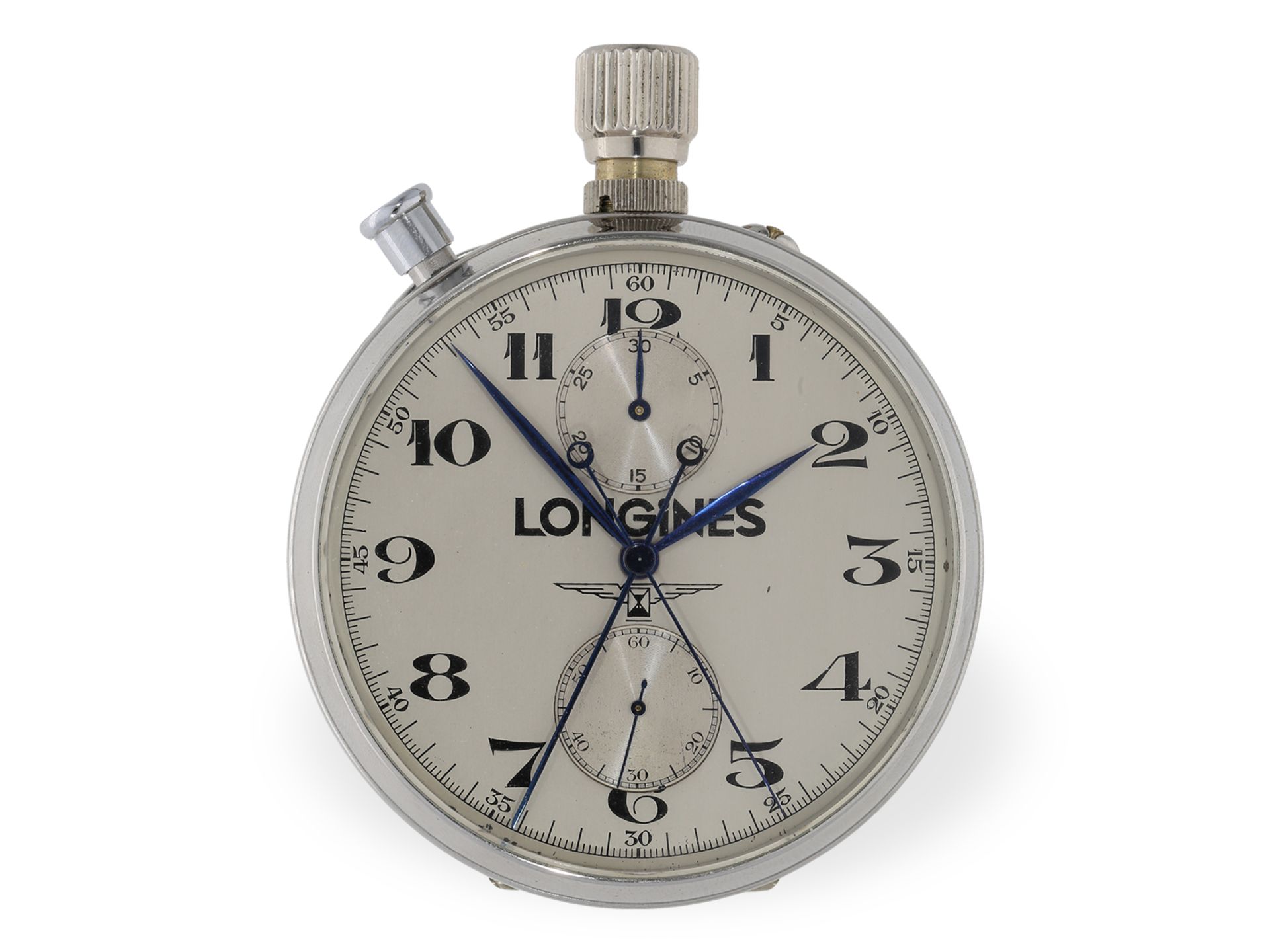 Pocket watch: nearly like new Longines split-seconds chronograph reference 4507, ca. 1953