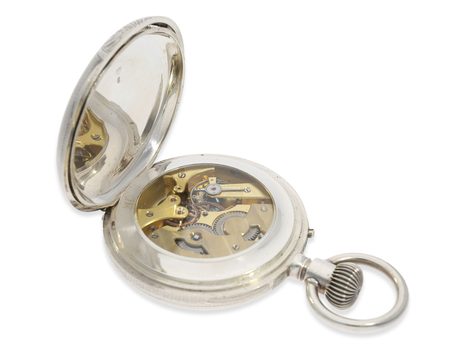 Pocket watch: extraordinarily large Russian calendar watch, Ankerchronometer in a heavy silver case, - Image 4 of 5