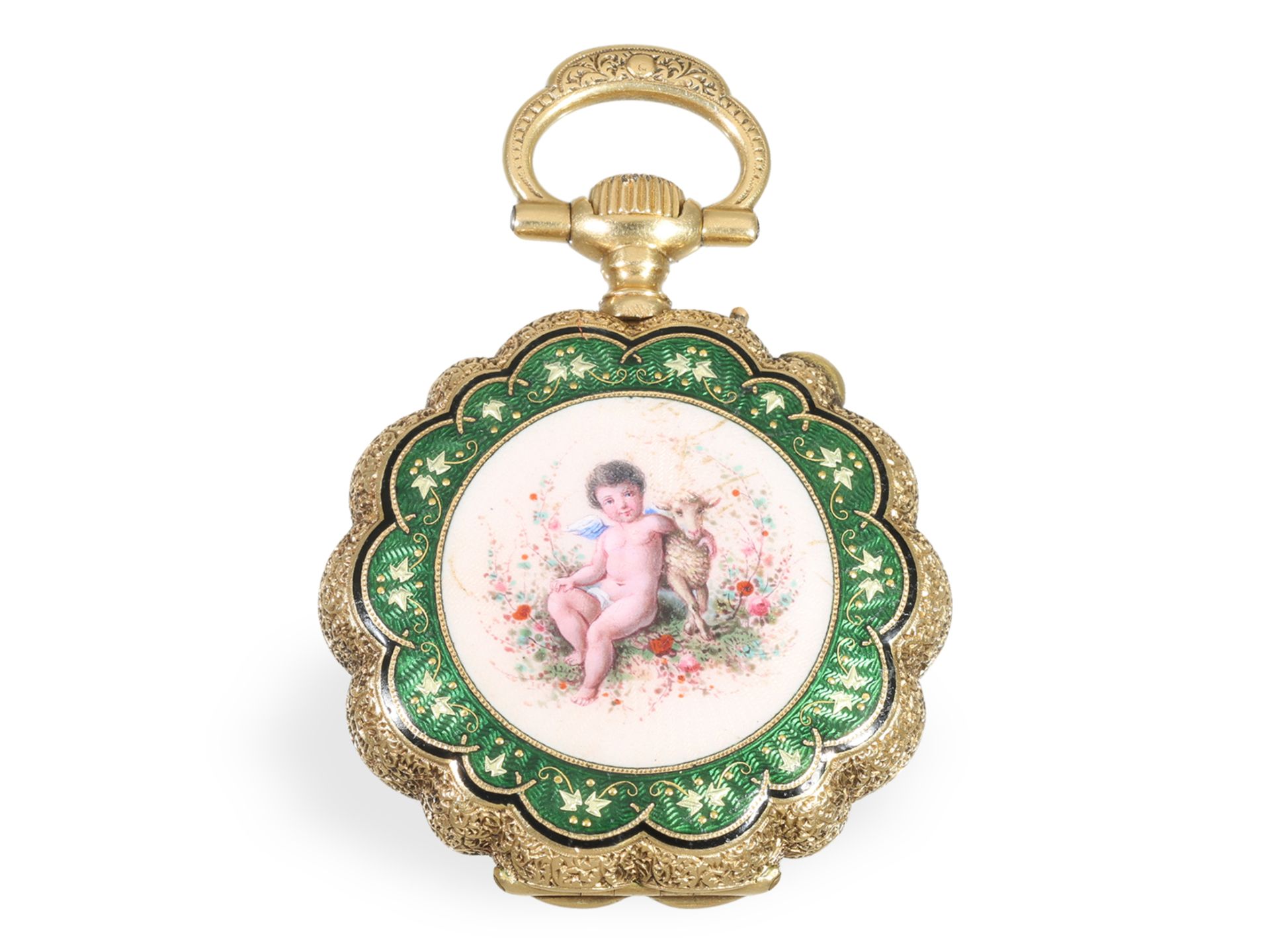 Taschenuhr: exquisite Gold/Emaille Damenuhr für den indischen Markt, Henry Capt Geneve um 1880 - Bild 2 aus 6