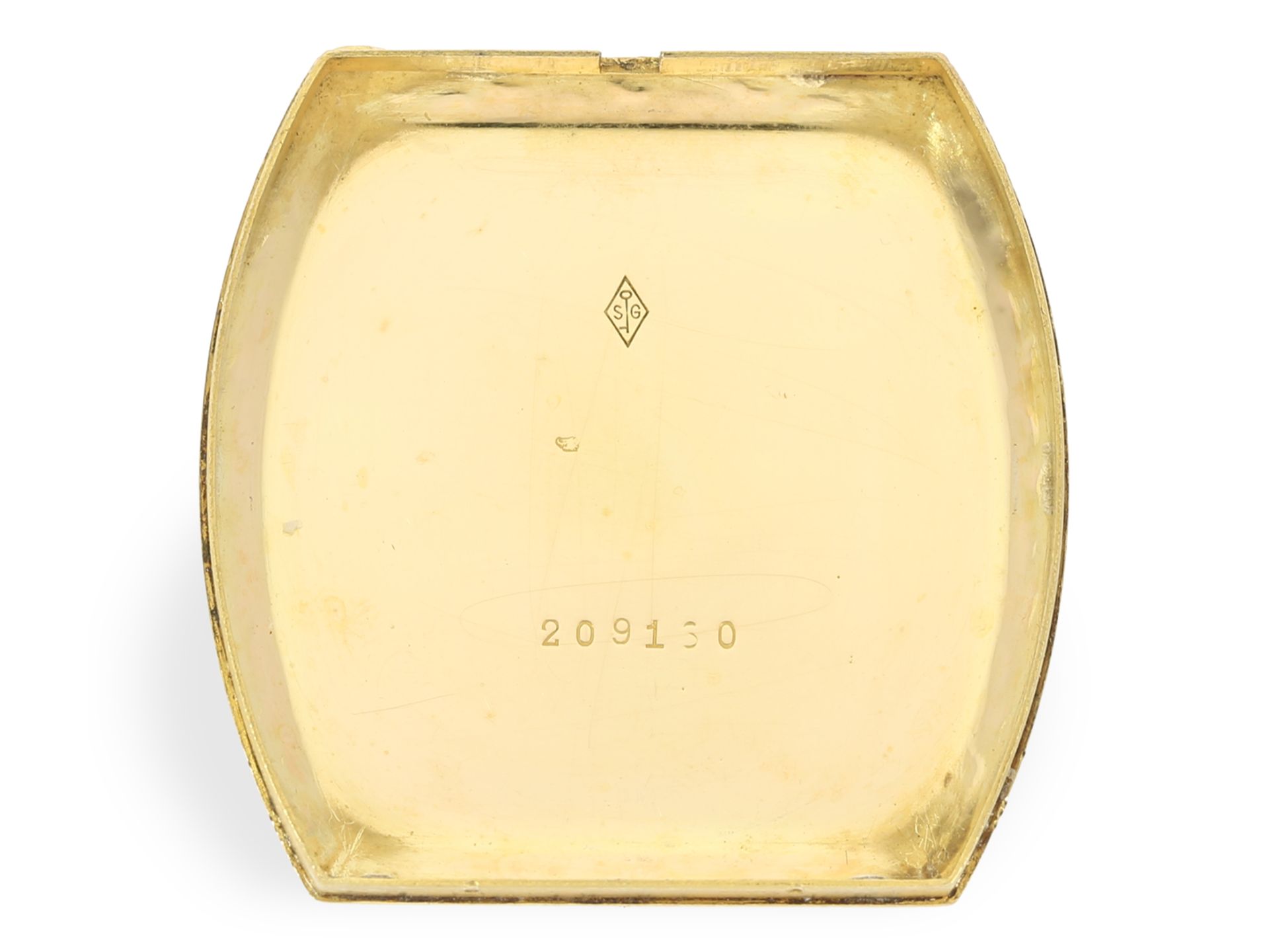 Taschenuhr: äußerst seltene Art Deco Gold/Emaille Frackuhr in Chronometerqualität , ca. 1925 - Bild 6 aus 6