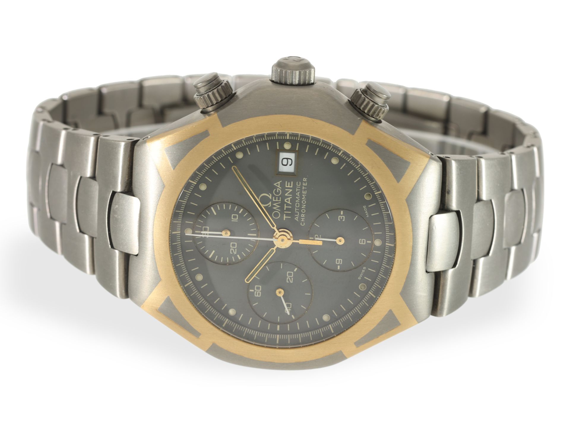 Armbanduhr: seltener Omega Seamaster Polaris Chronograph "Titane" Ref.3780885, 90er Jahre - Bild 4 aus 7
