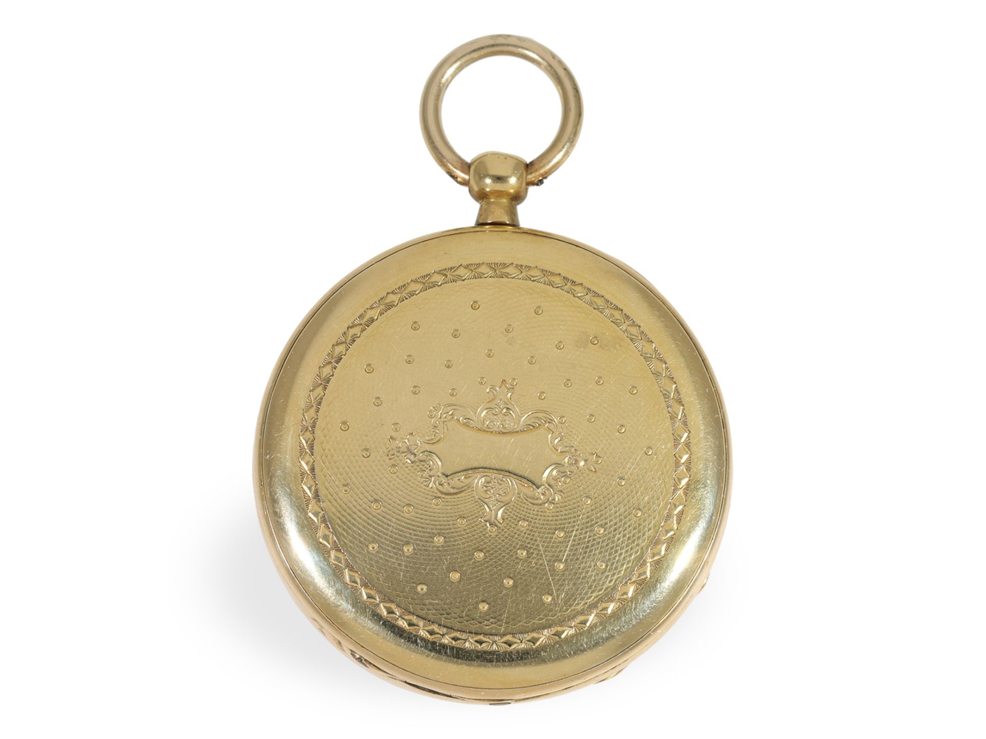 Taschenuhr: Frühe goldene Ankeruhr mit Kalender und Sekunde, Robert Geneve, ca. 1850 - Bild 2 aus 4