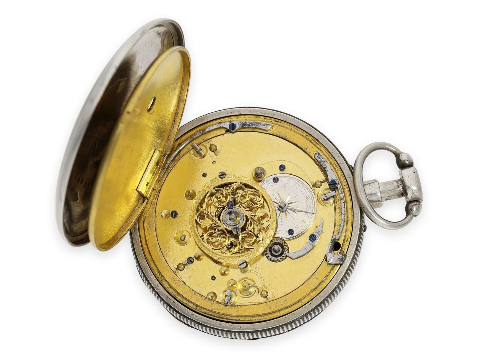 Pocket watch: verge watch with early Jacquemart figure automaton, Esquivillon et Deschoudens a Genèv - Image 3 of 7