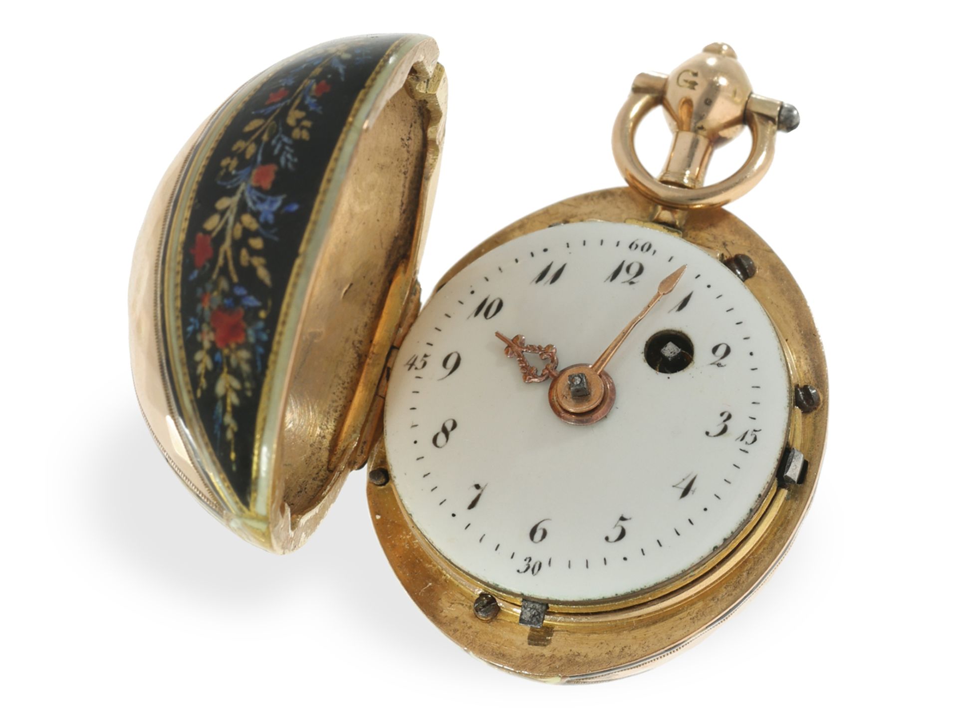 Form watch/pendant watch: rare gold/enamel form watch "Melon", Geneva around 1800 - Image 5 of 6